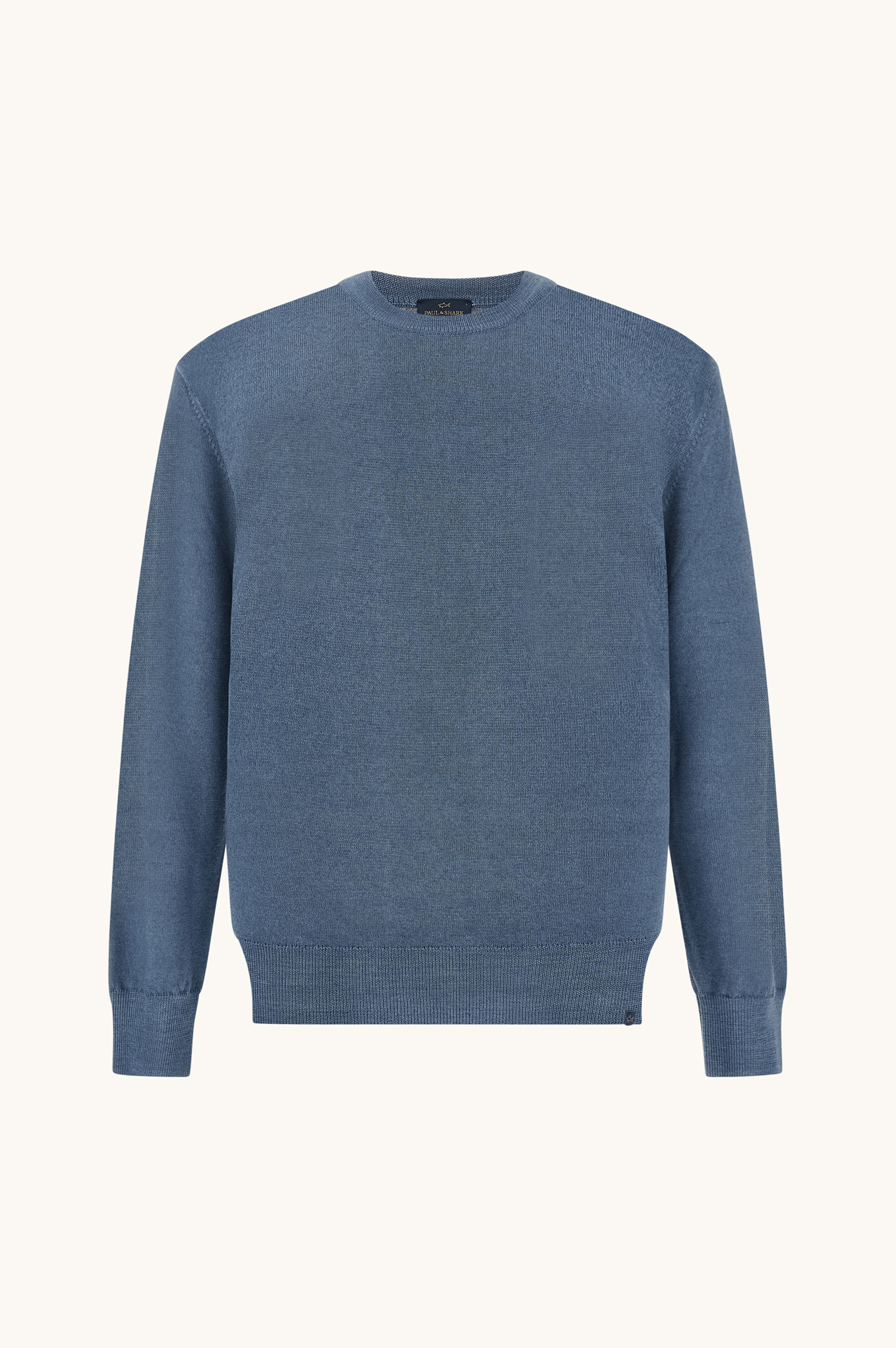 Wool crew‑neck sweater, garment dyed image number 1