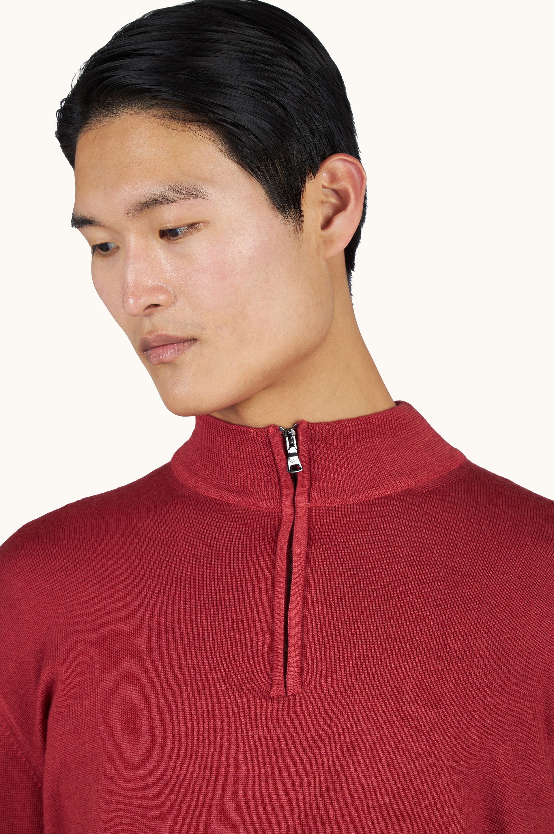 Pull laine demi-zip teinture pi&egrave;ce image number 3