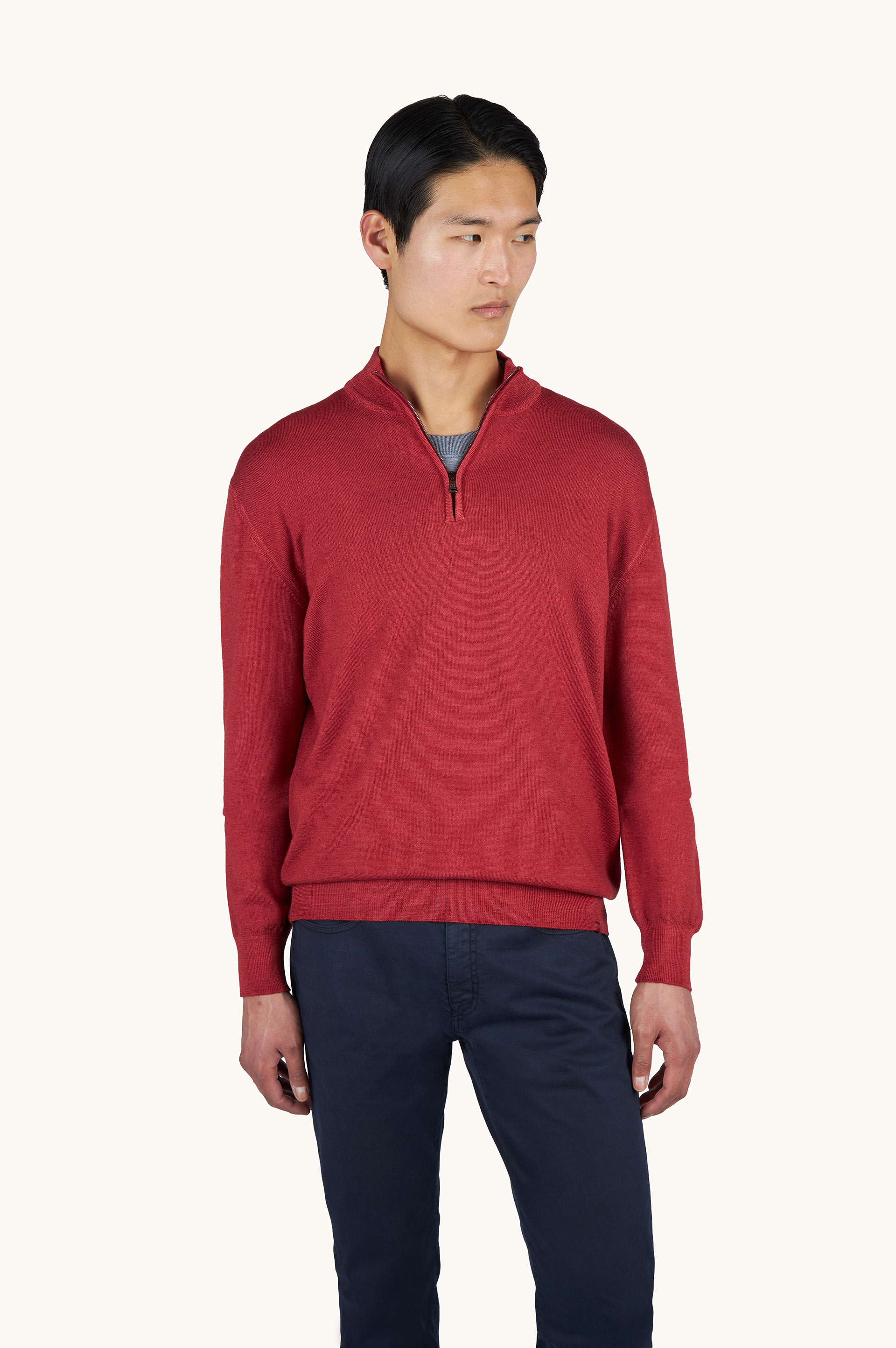 Pull laine demi-zip teinture pi&egrave;ce image number 0