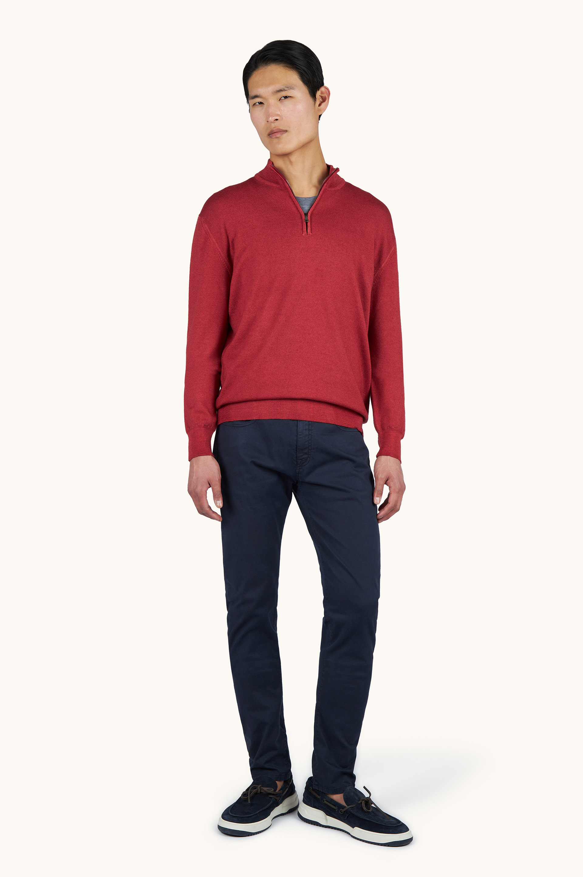 Pull laine demi-zip teinture pi&egrave;ce image number 1