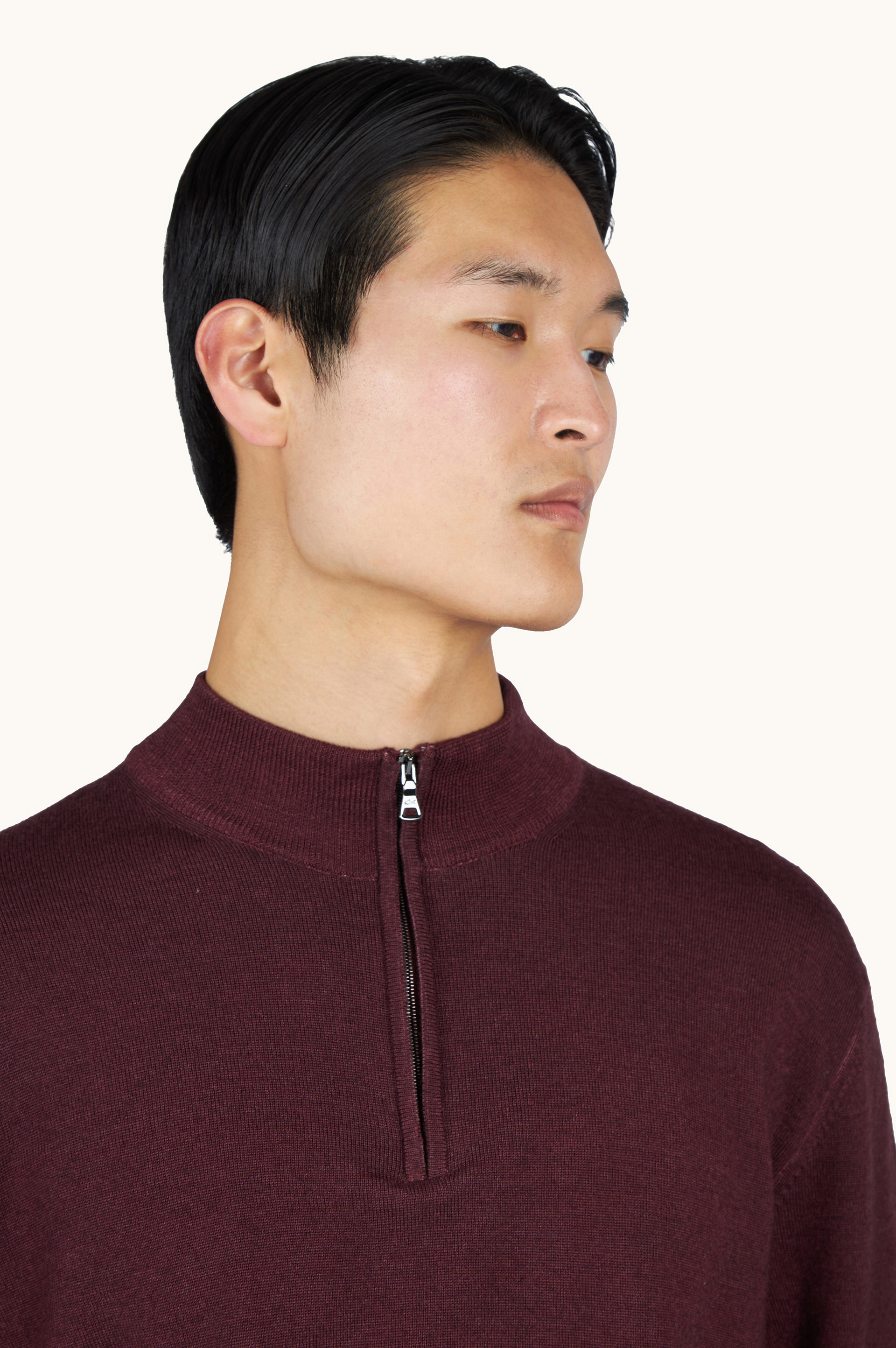 Garment-Dyed Half-Zip Wool Sweater image number 3