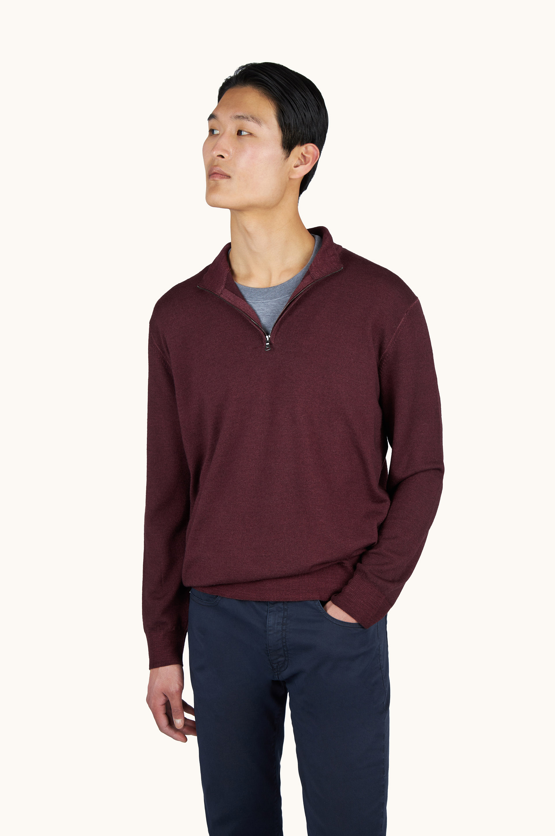 Garment-Dyed Half-Zip Wool Sweater image number 0