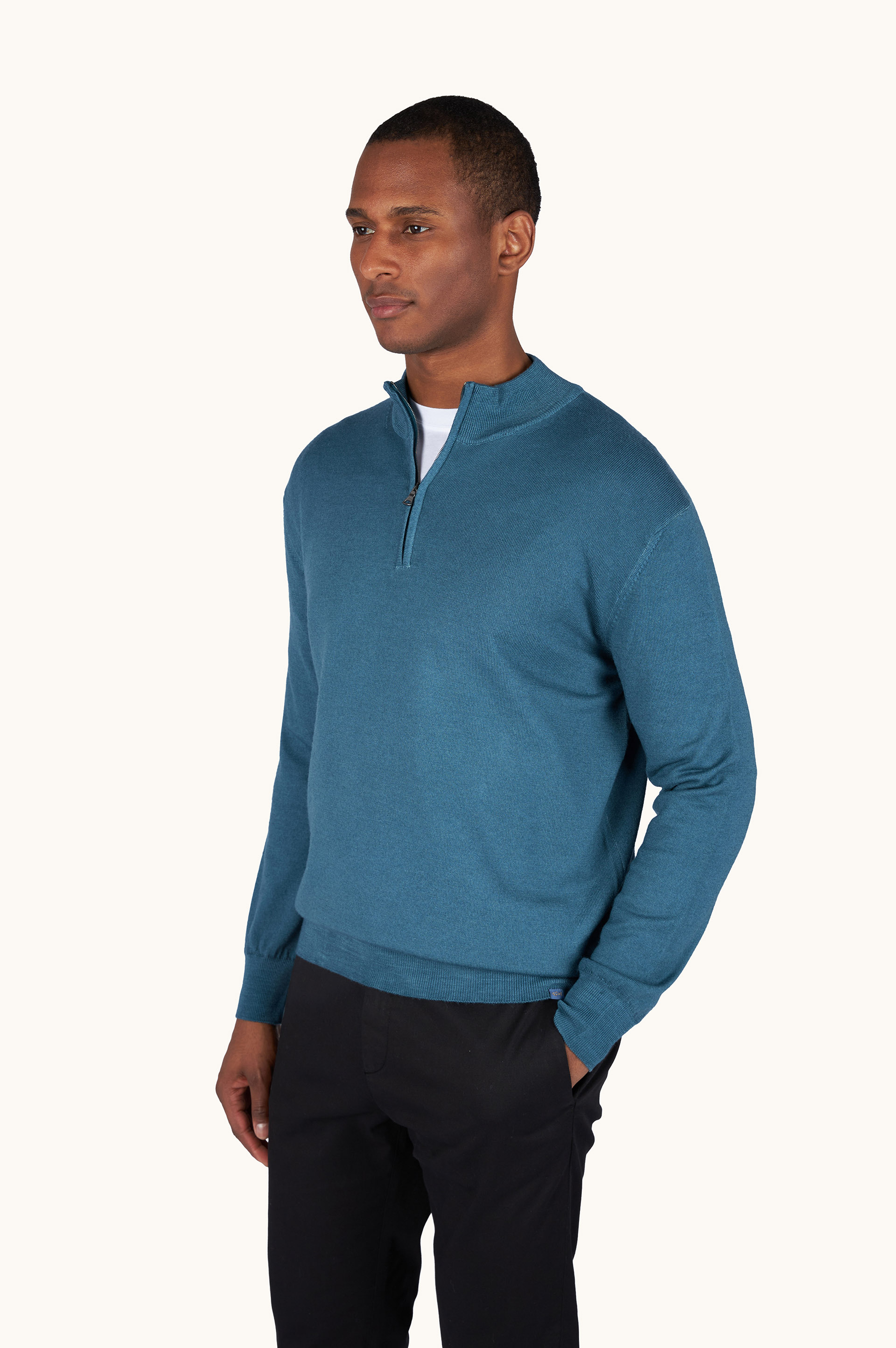 Garment-Dyed Half-Zip Wool Sweater image number 0