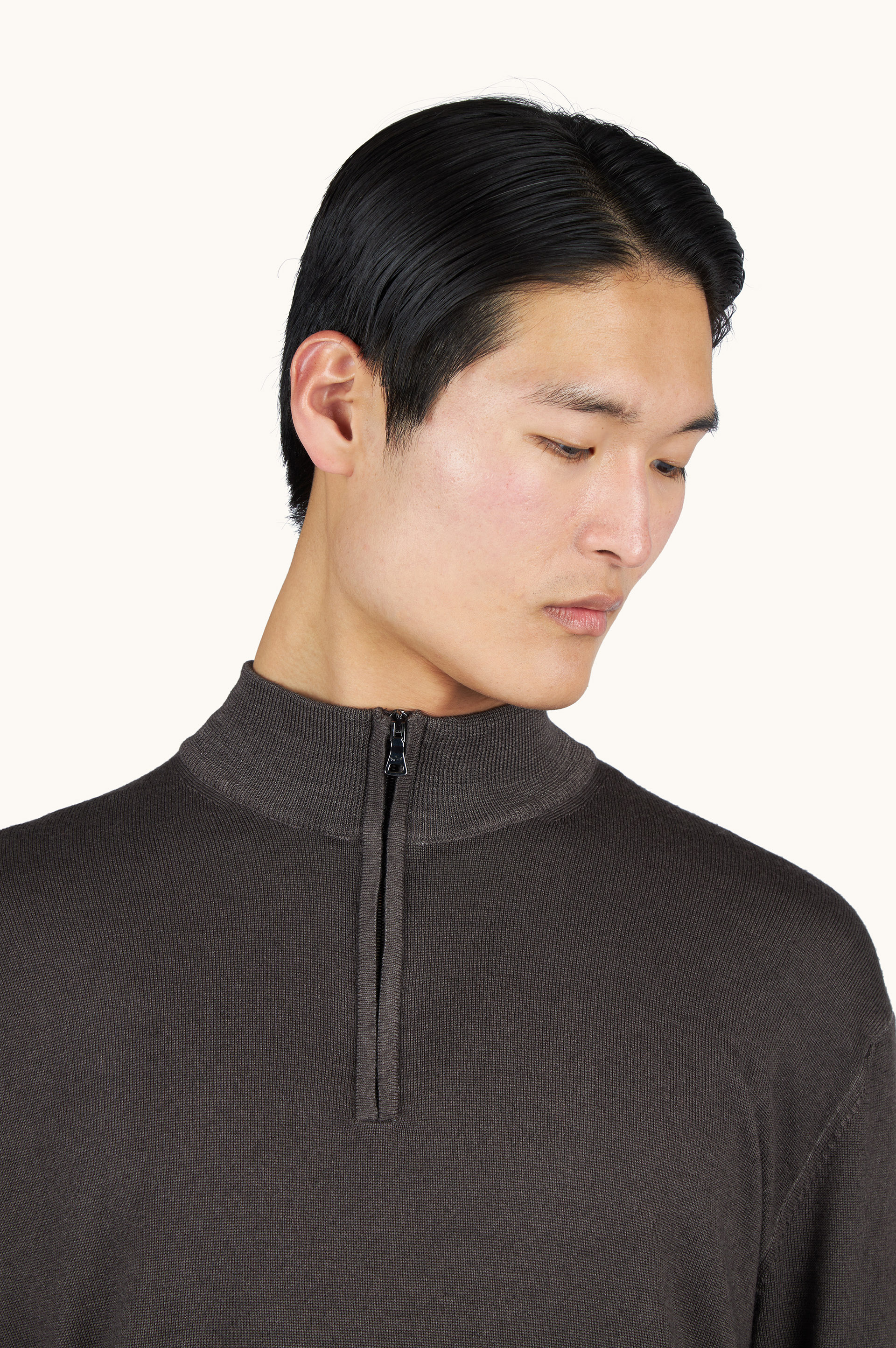 Garment-Dyed Half-Zip Wool Sweater image number 3