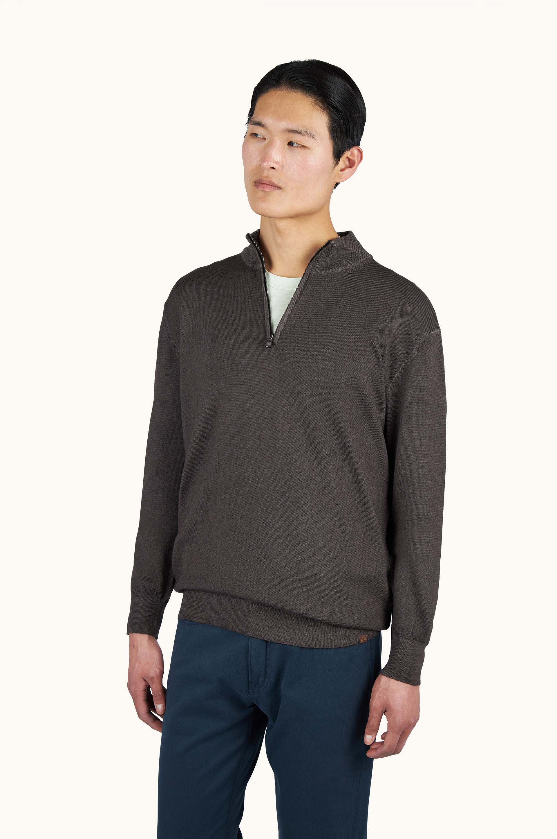 Garment-Dyed Half-Zip Wool Sweater image number 0