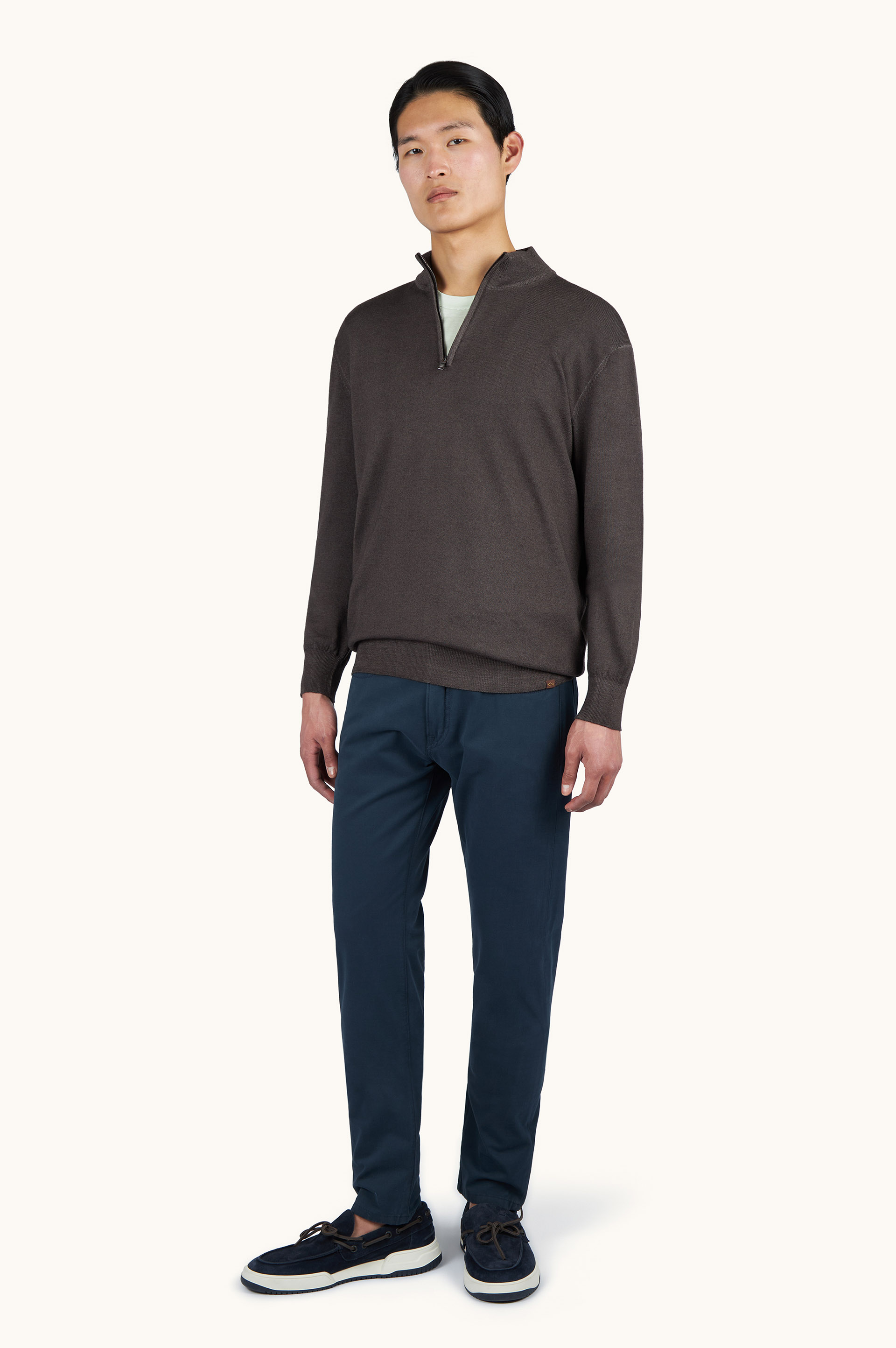 Garment-Dyed Half-Zip Wool Sweater image number 1