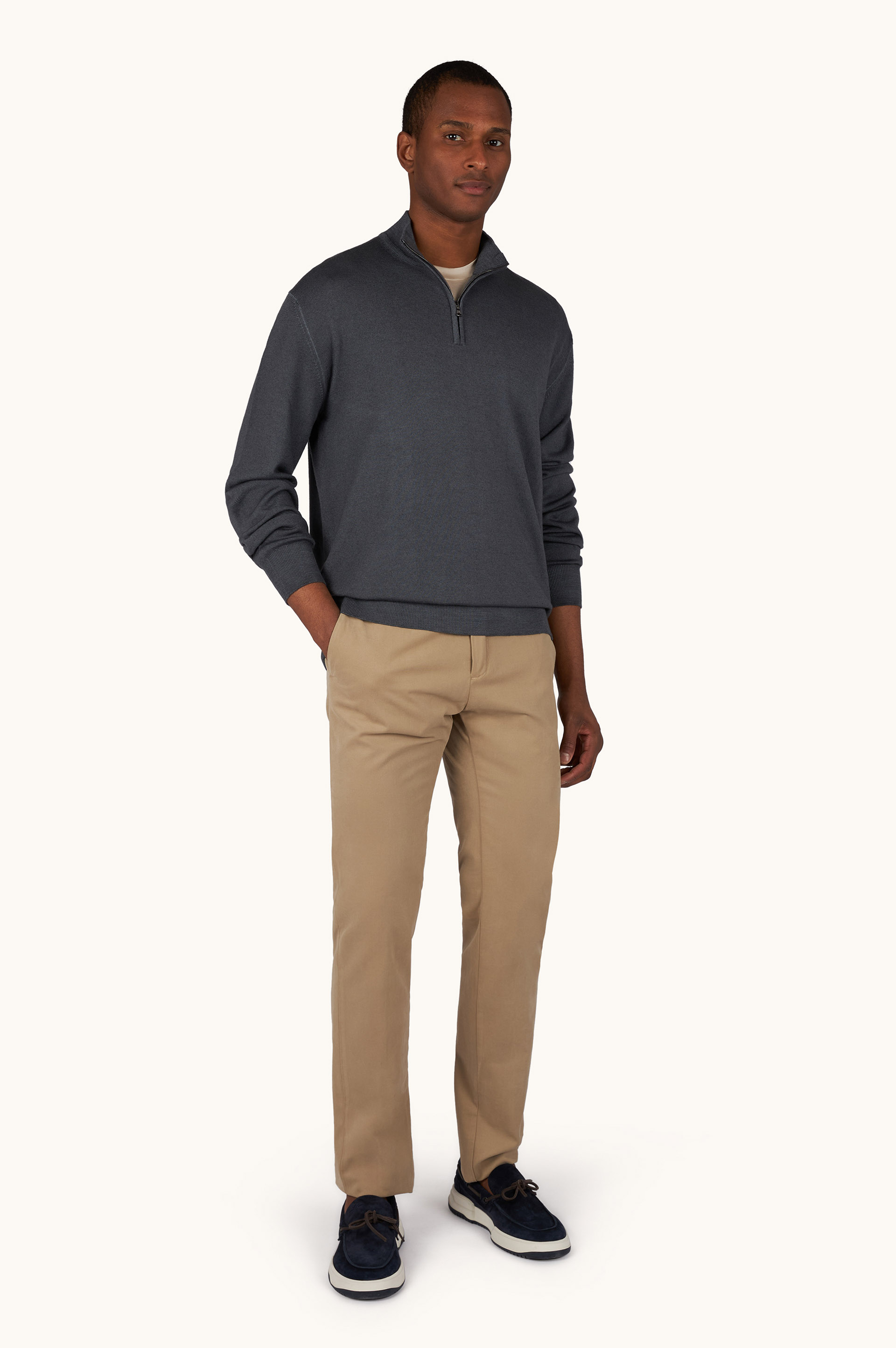 Garment-Dyed Half-Zip Wool Sweater image number 1
