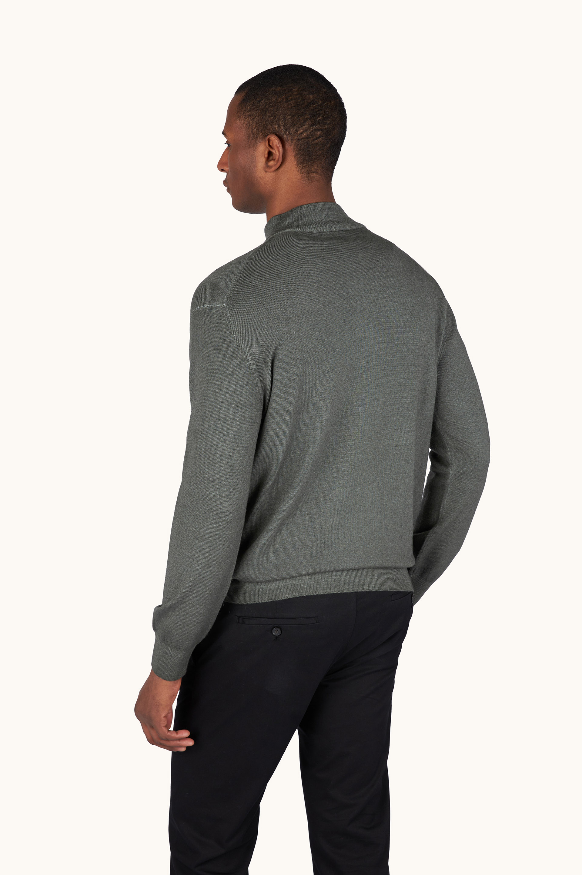 Garment-Dyed Half-Zip Wool Sweater image number 2