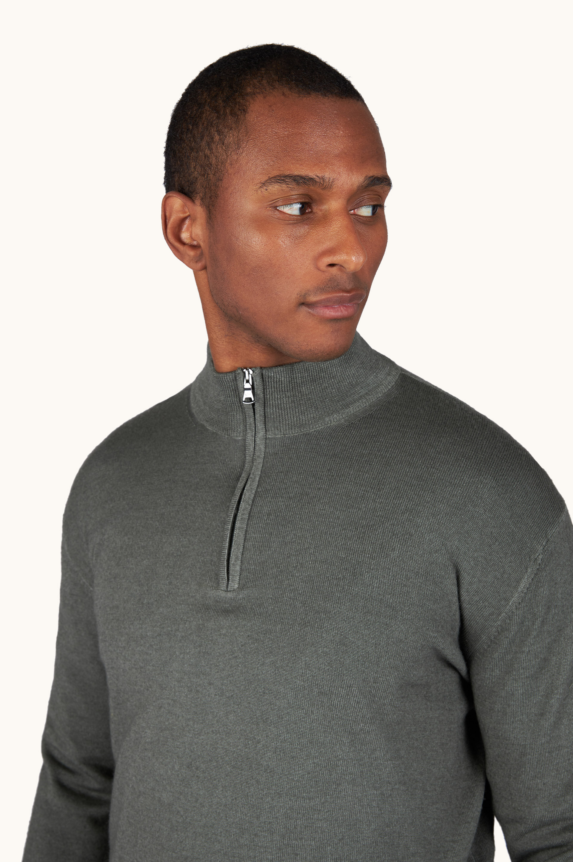 Garment-Dyed Half-Zip Wool Sweater image number 3