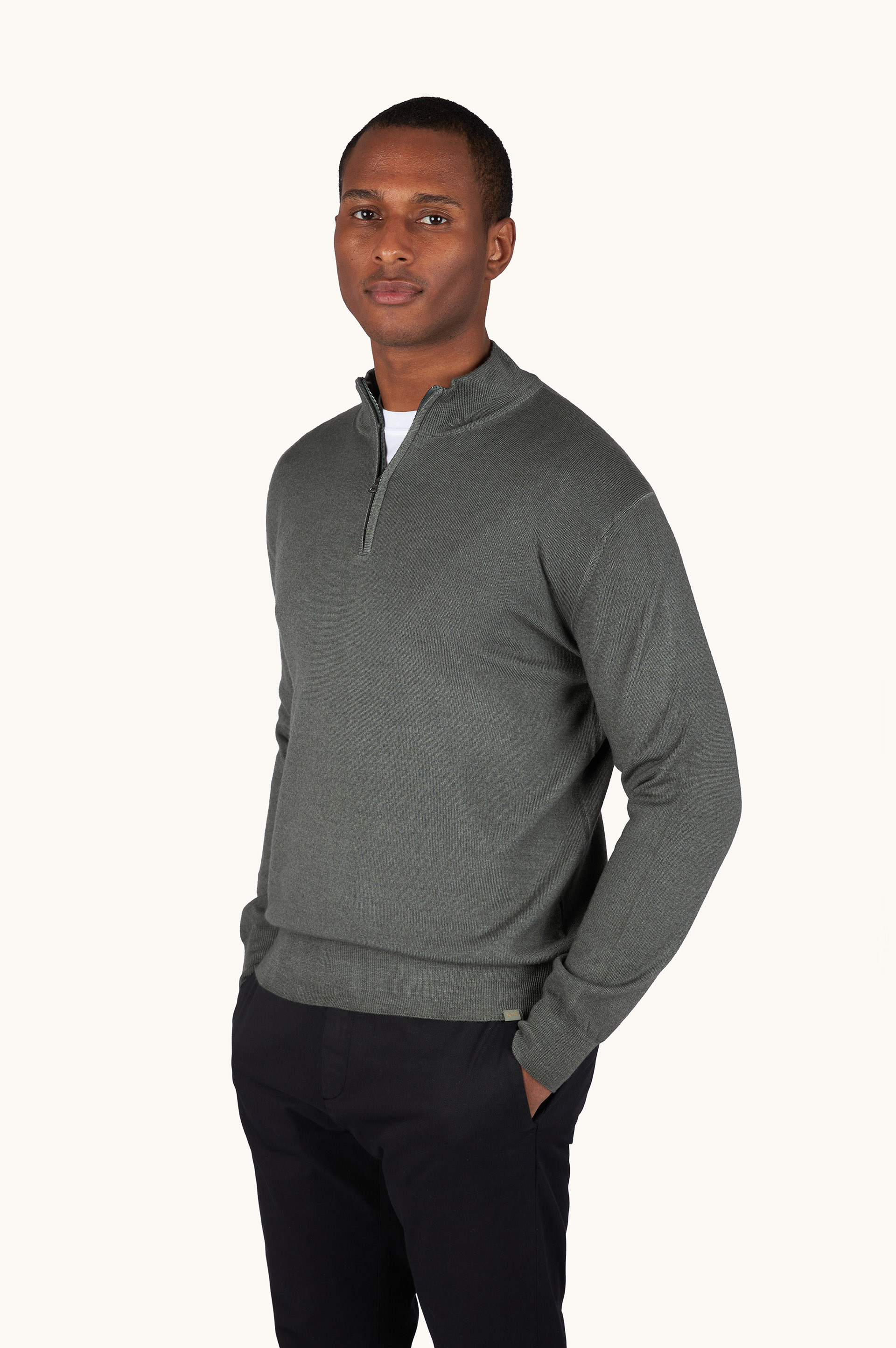 Garment-Dyed Half-Zip Wool Sweater image number 0