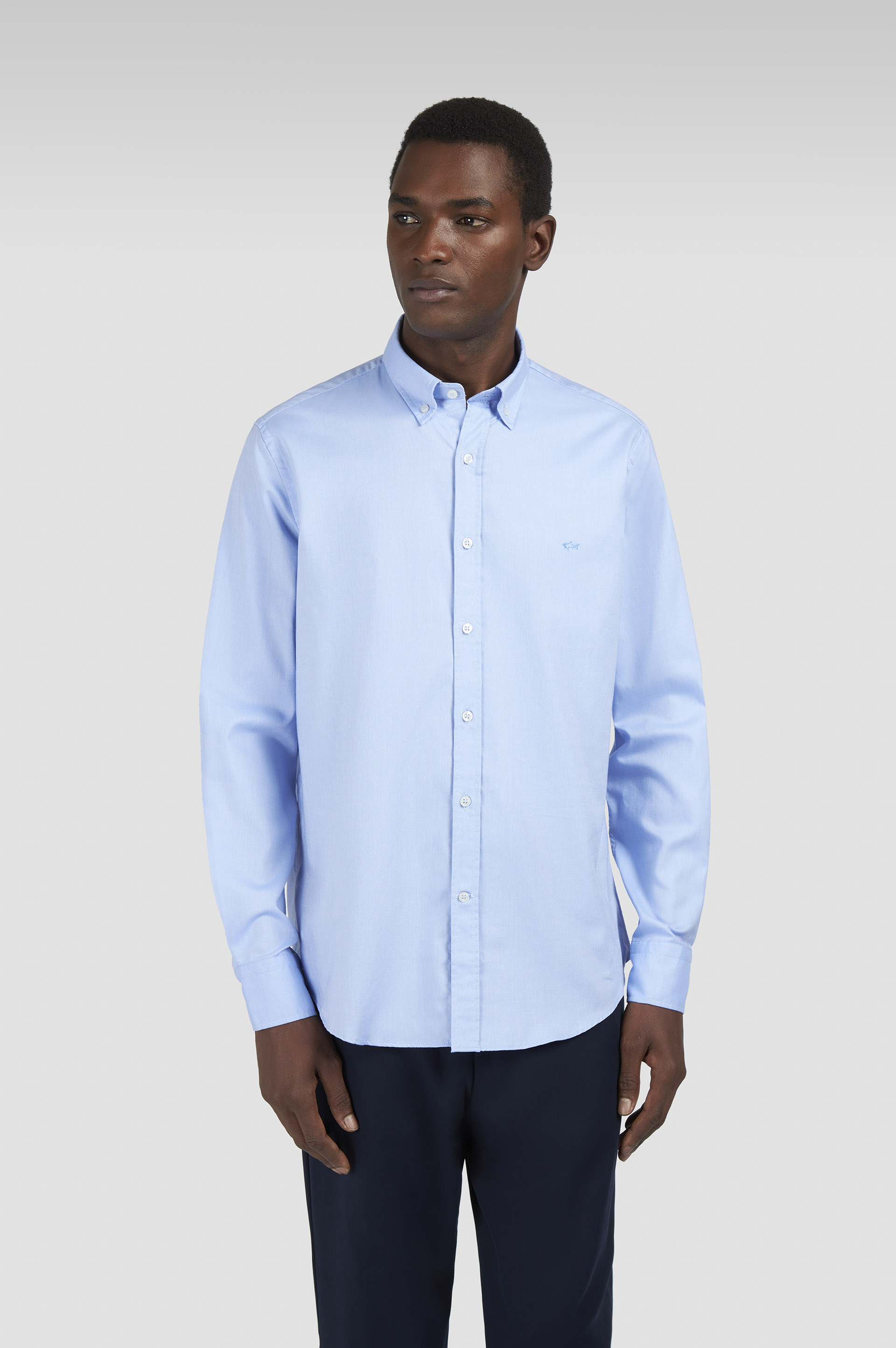 Oxford cotton shirt with Shark embroidery image number 0