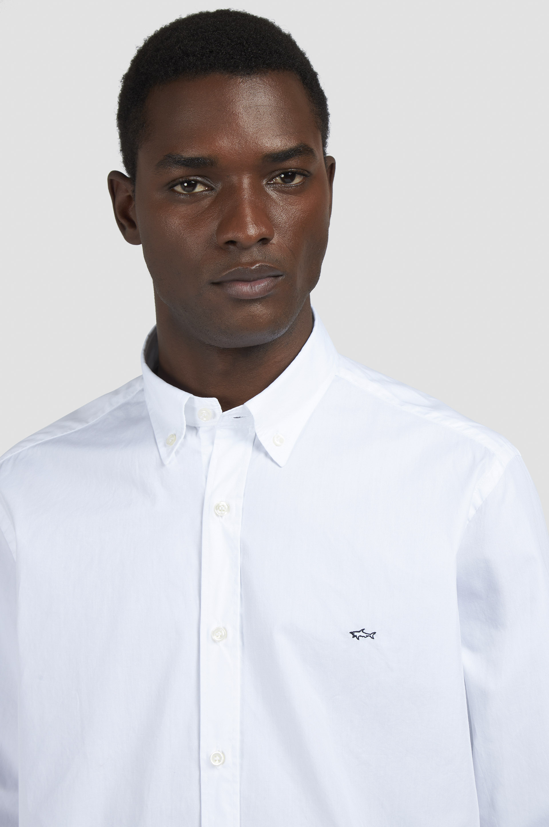 Cotton poplin shirt with shark embroidery image number 4 Cotton poplin shirt with shark embroidery image number 4