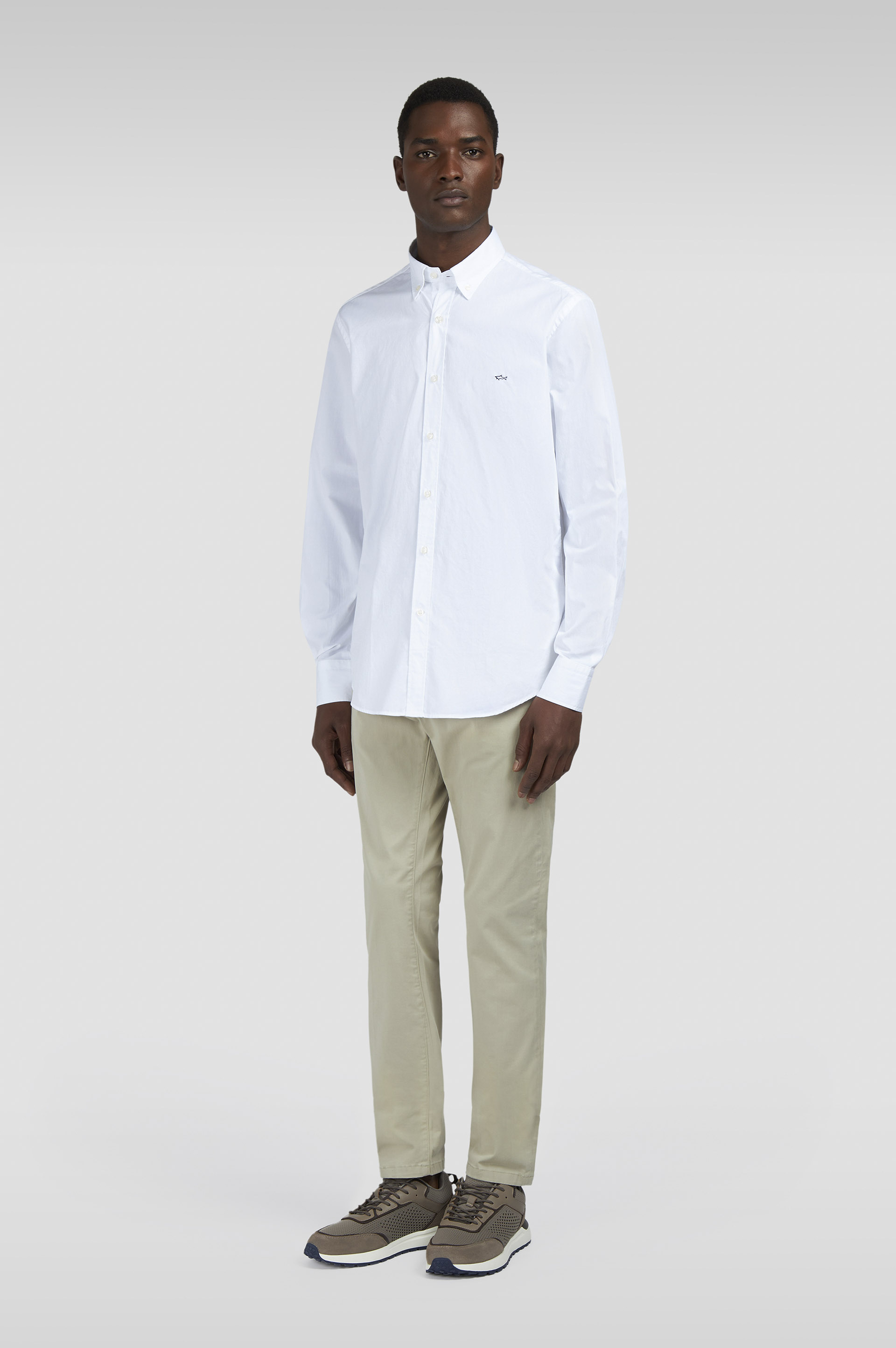 Cotton poplin shirt with shark embroidery image number 2 Cotton poplin shirt with shark embroidery image number 2