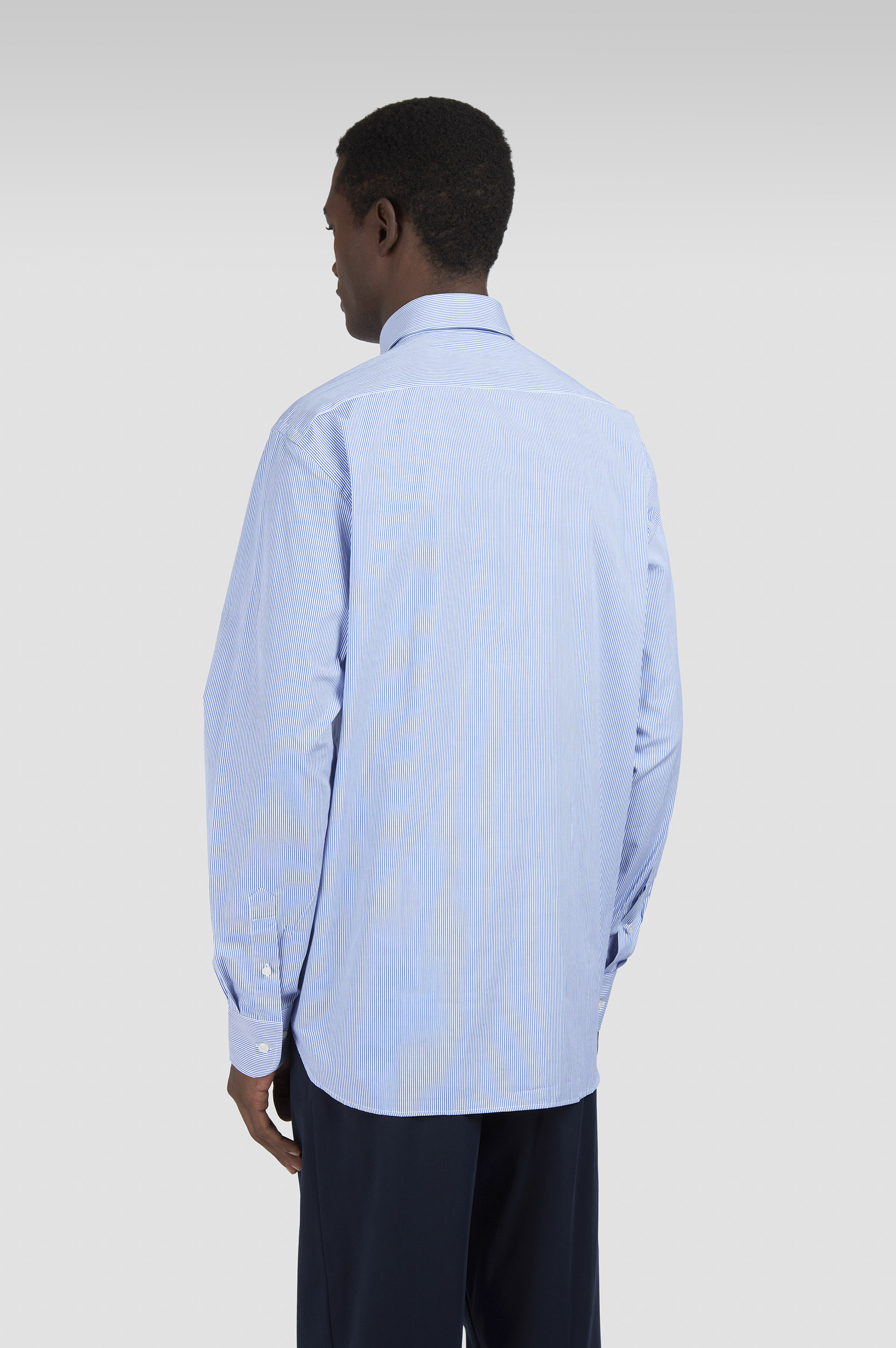 Cotton poplin shirt with striped pattern image number 3 Cotton poplin shirt with striped pattern image number 3