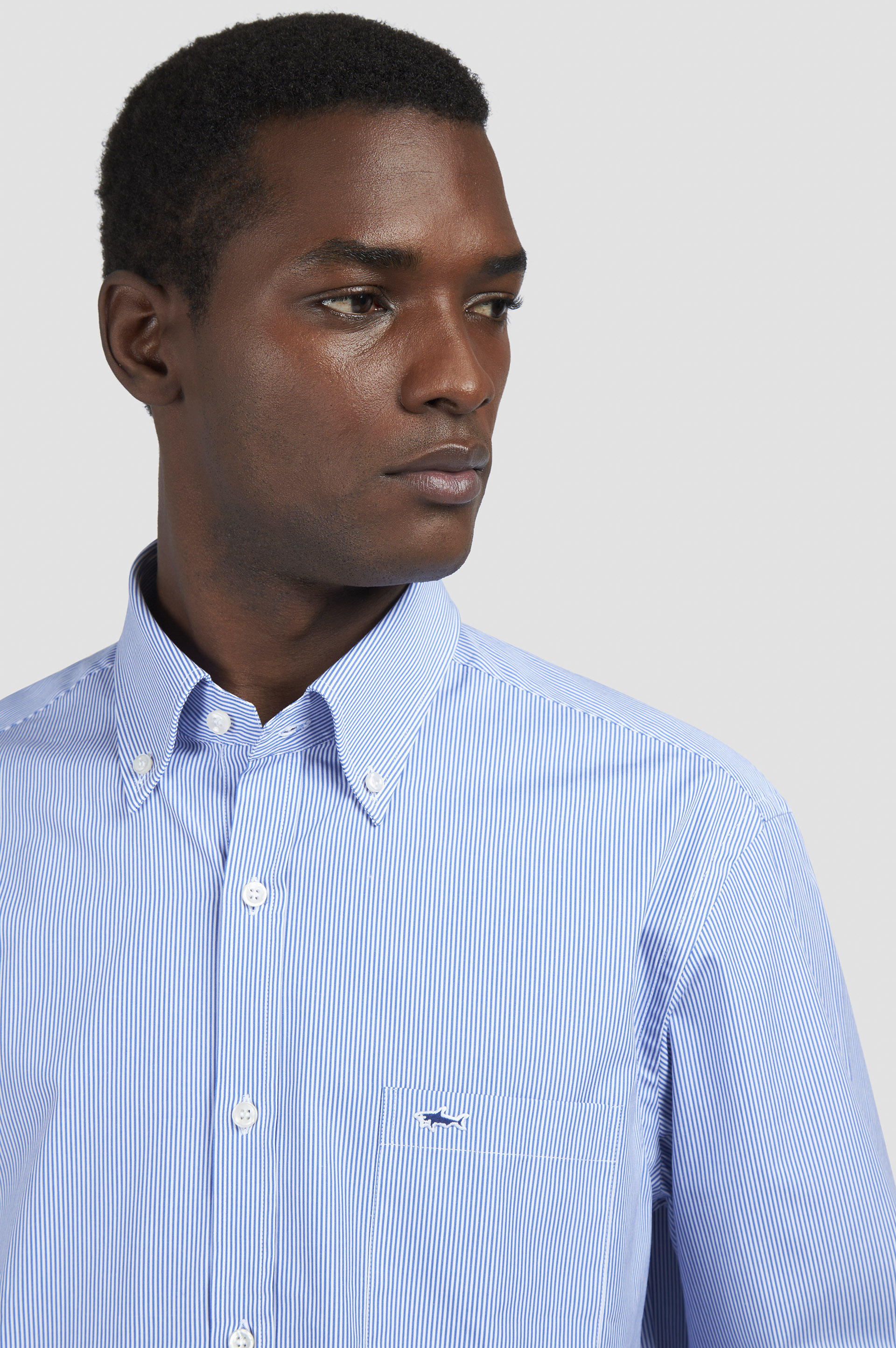 Cotton poplin shirt with striped pattern image number 4 Cotton poplin shirt with striped pattern image number 4