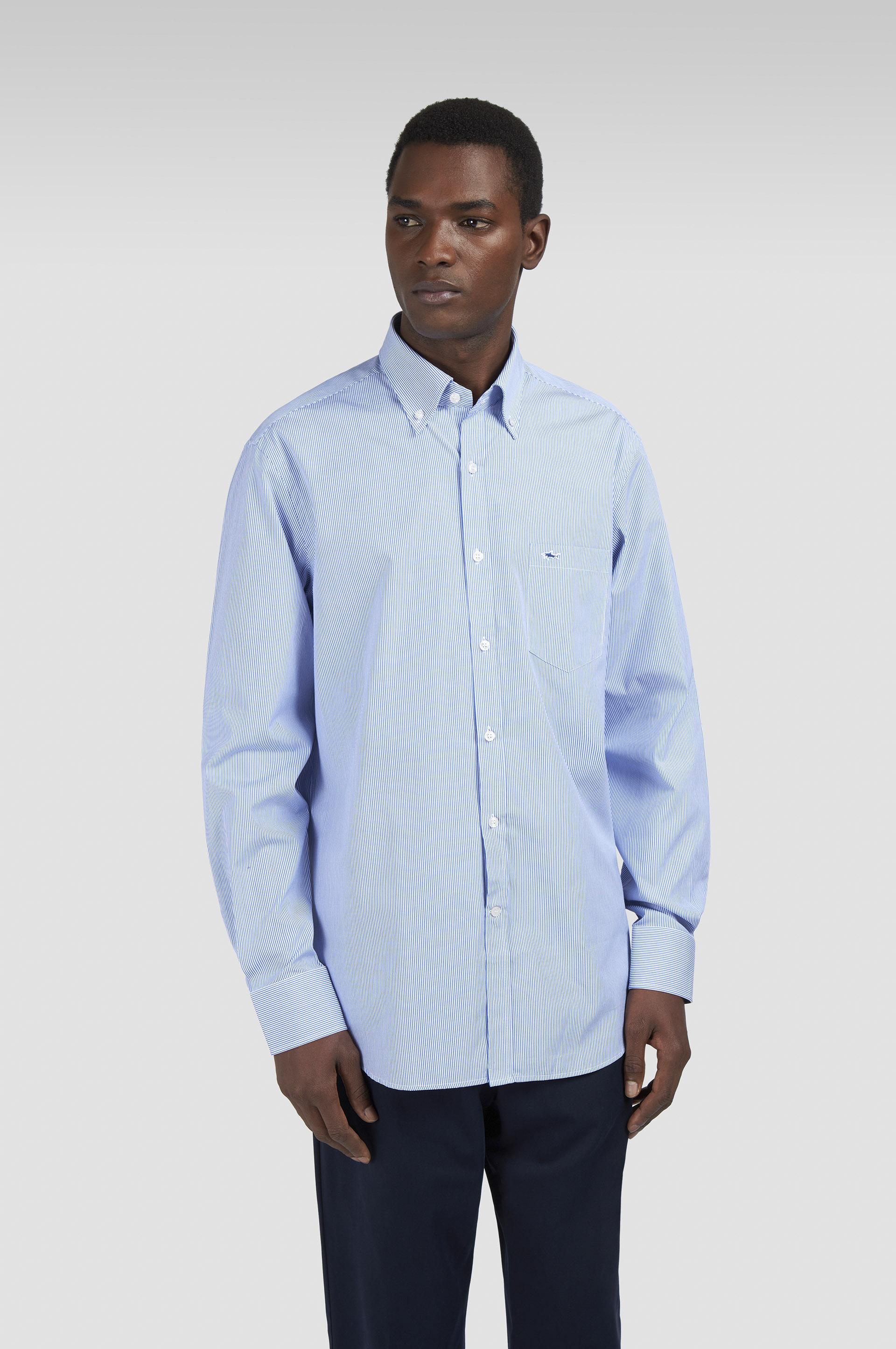 Cotton poplin shirt with striped pattern image number 0 Cotton poplin shirt with striped pattern image number 0