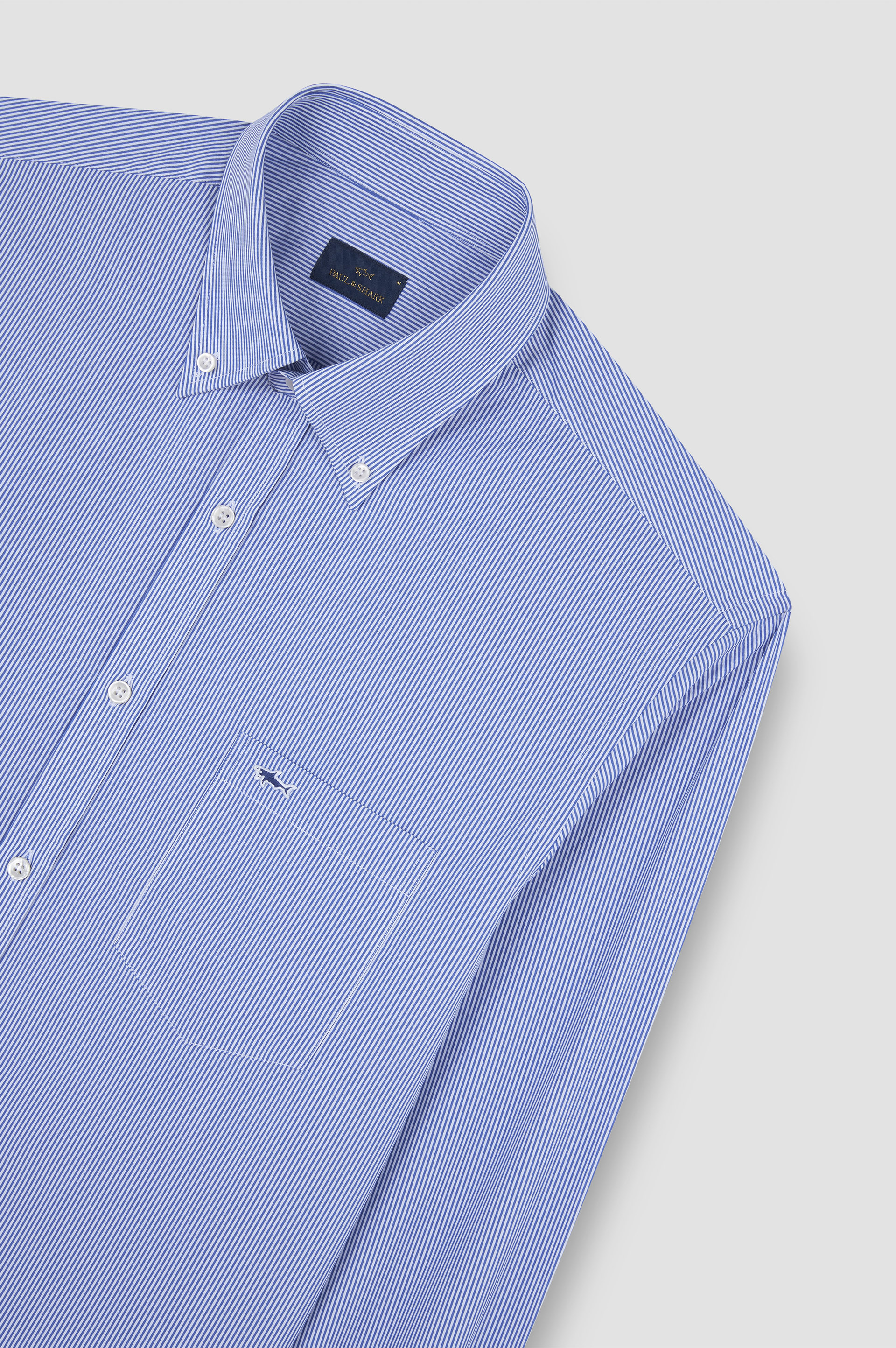 Cotton poplin shirt with striped pattern image number 5 Cotton poplin shirt with striped pattern image number 5