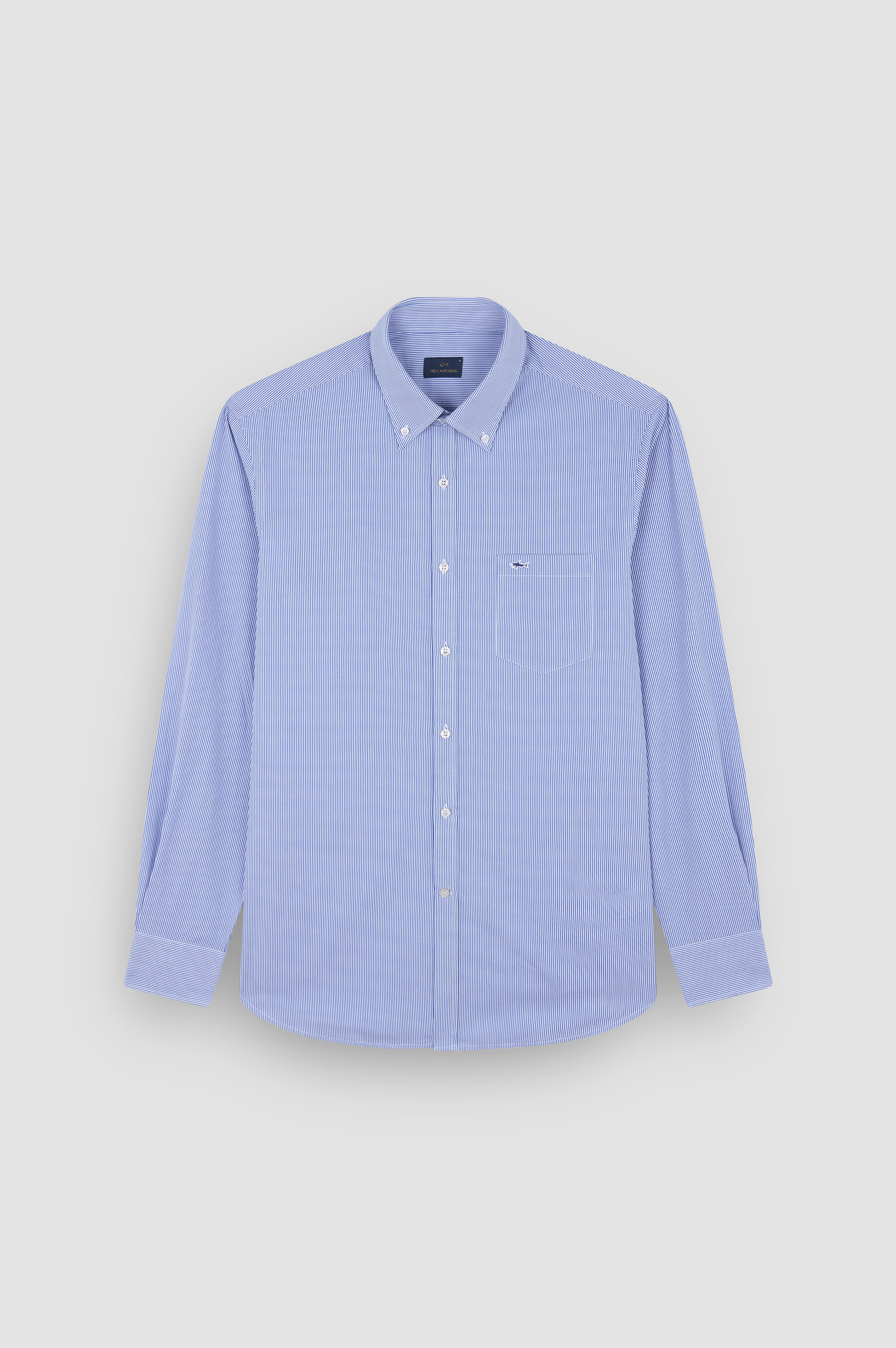 Cotton poplin shirt with striped pattern image number 1 Cotton poplin shirt with striped pattern image number 1
