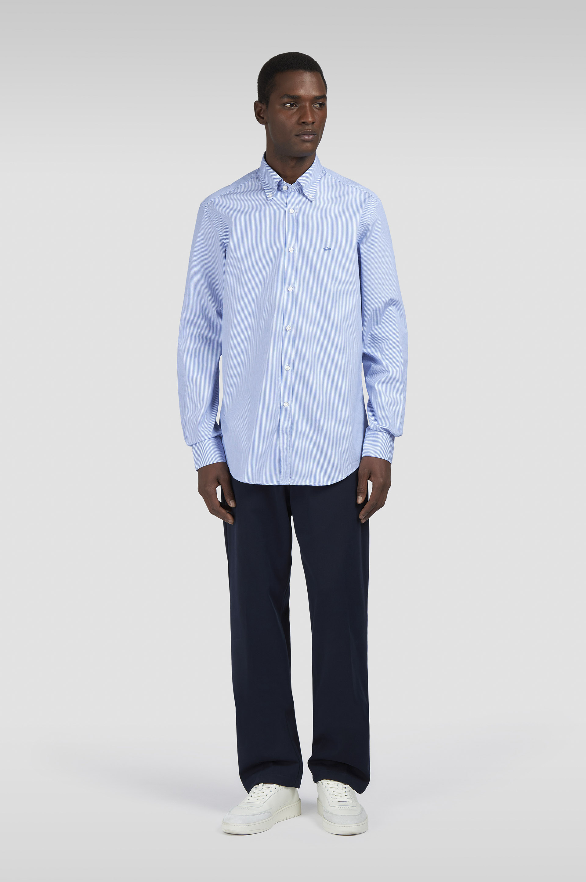 Cotton poplin shirt with shark embroidery image number 2 Cotton poplin shirt with shark embroidery image number 2