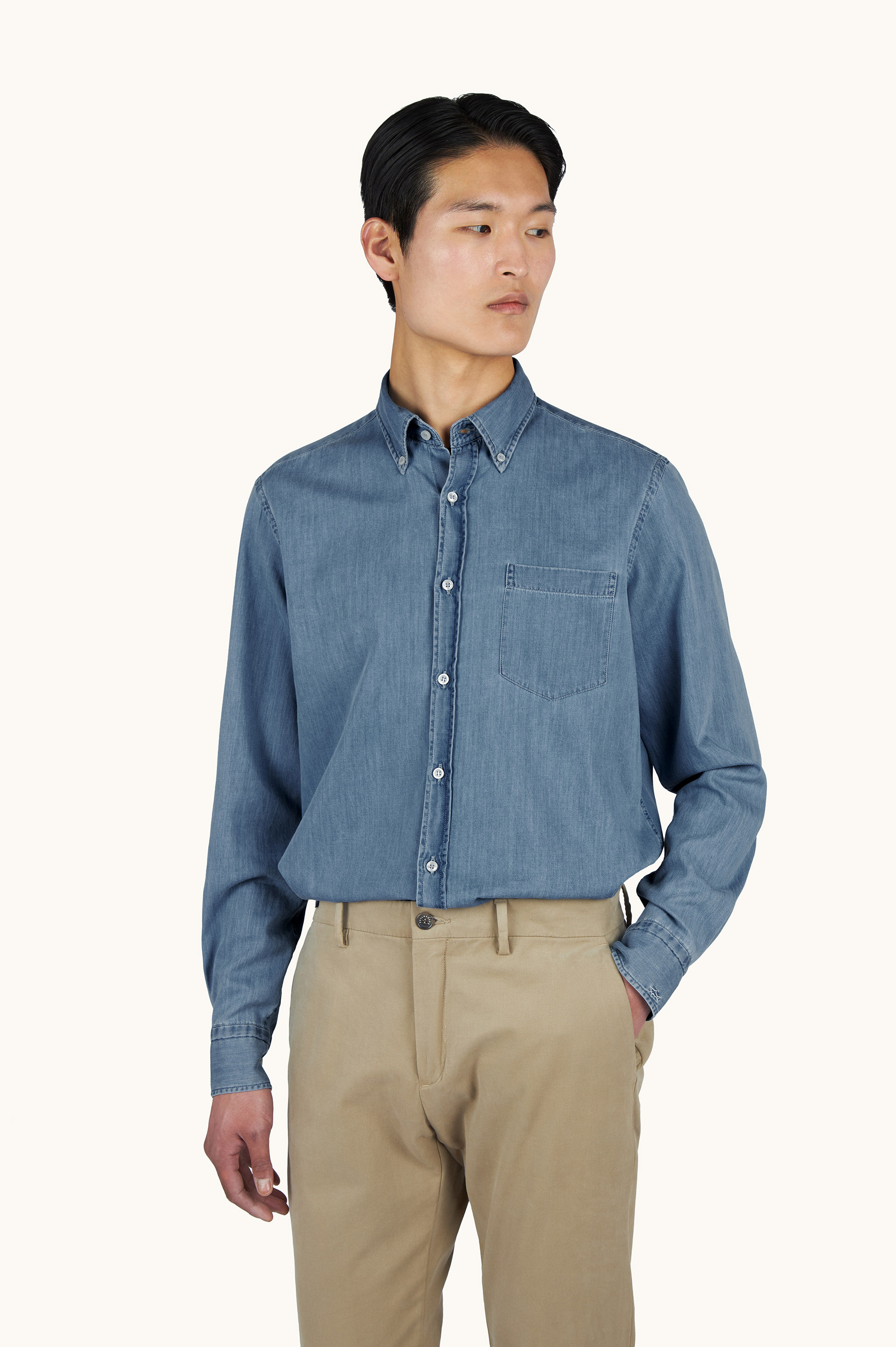 X-Soft Shirt in Giza cotton light denim image number 0