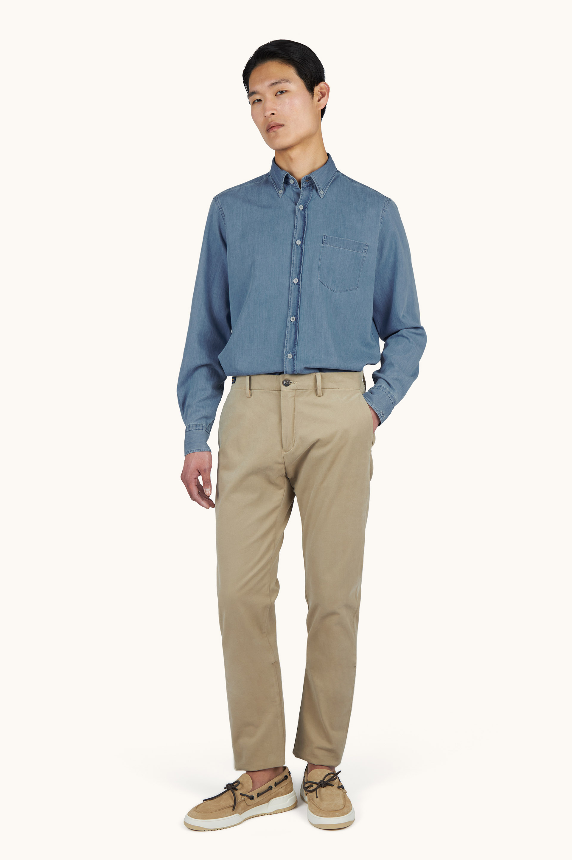 X-Soft Shirt in Giza cotton light denim image number 1