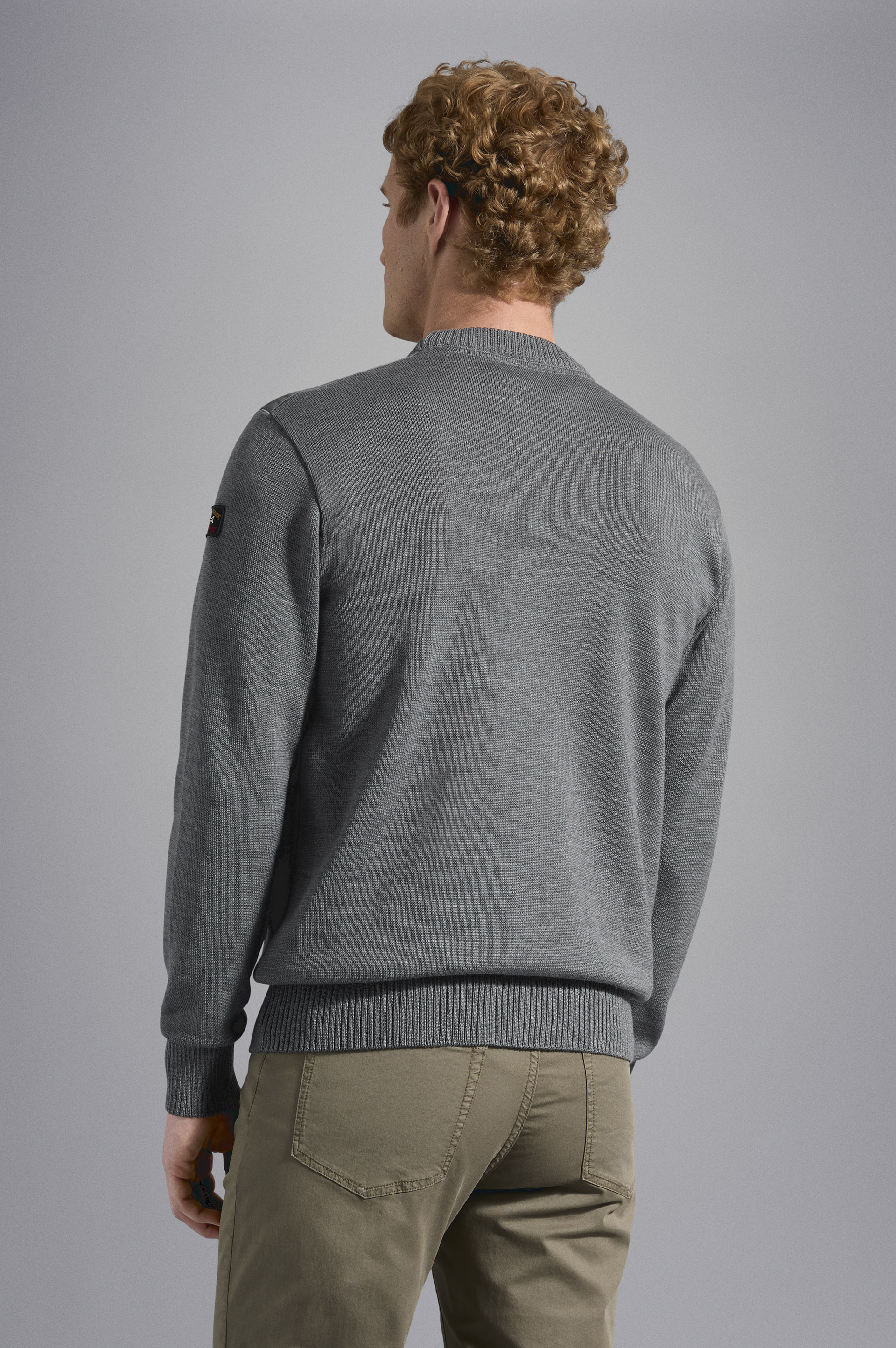 Crew-neck wool sweater with iconic badge image number 3 Crew-neck wool sweater with iconic badge image number 3