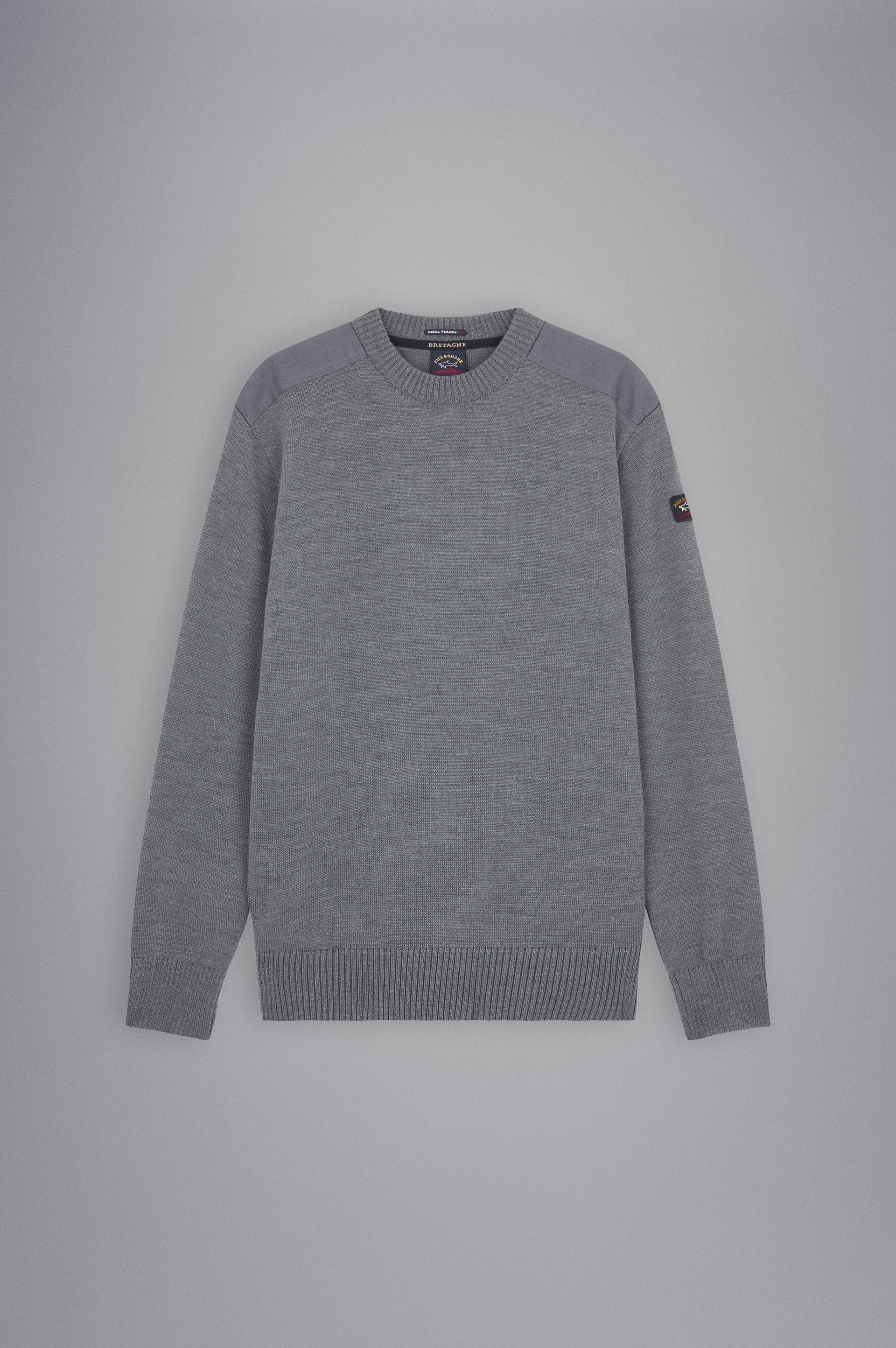 Crew-neck wool sweater with iconic badge image number 1 Crew-neck wool sweater with iconic badge image number 1