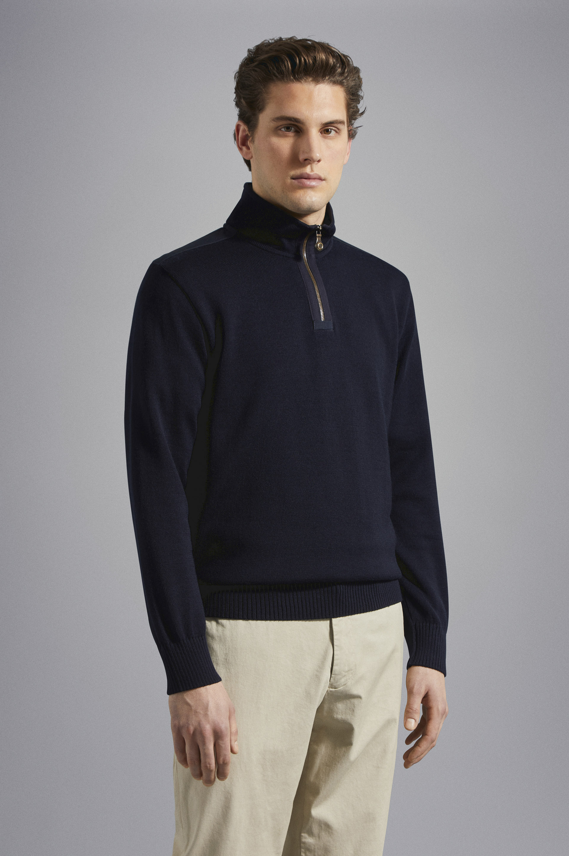 Half-zip wool sweater with iconic badge image number 0 Half-zip wool sweater with iconic badge image number 0