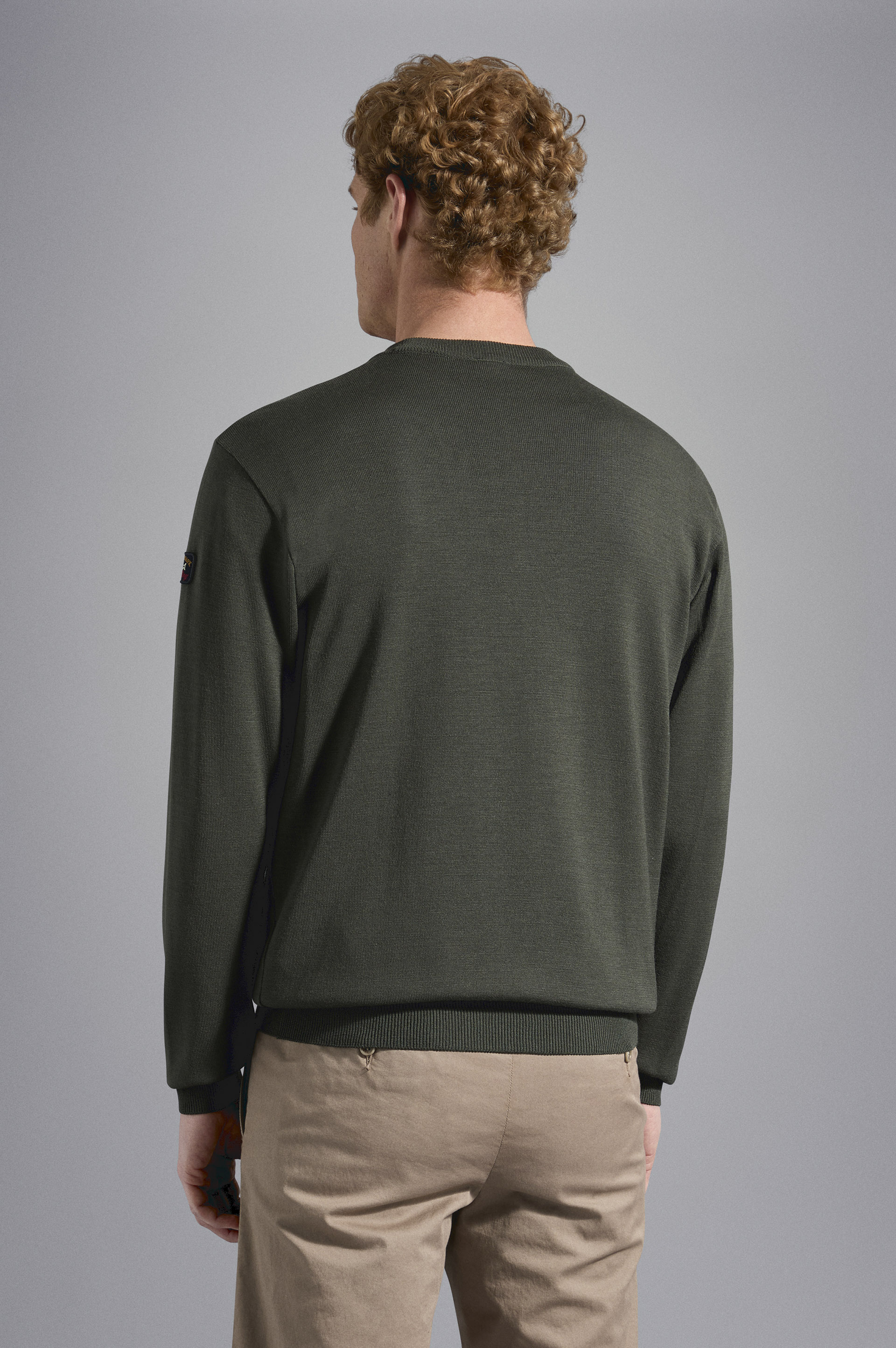 Merino wool crew neck with Iconic badge image number 3 Merino wool crew neck with Iconic badge image number 3