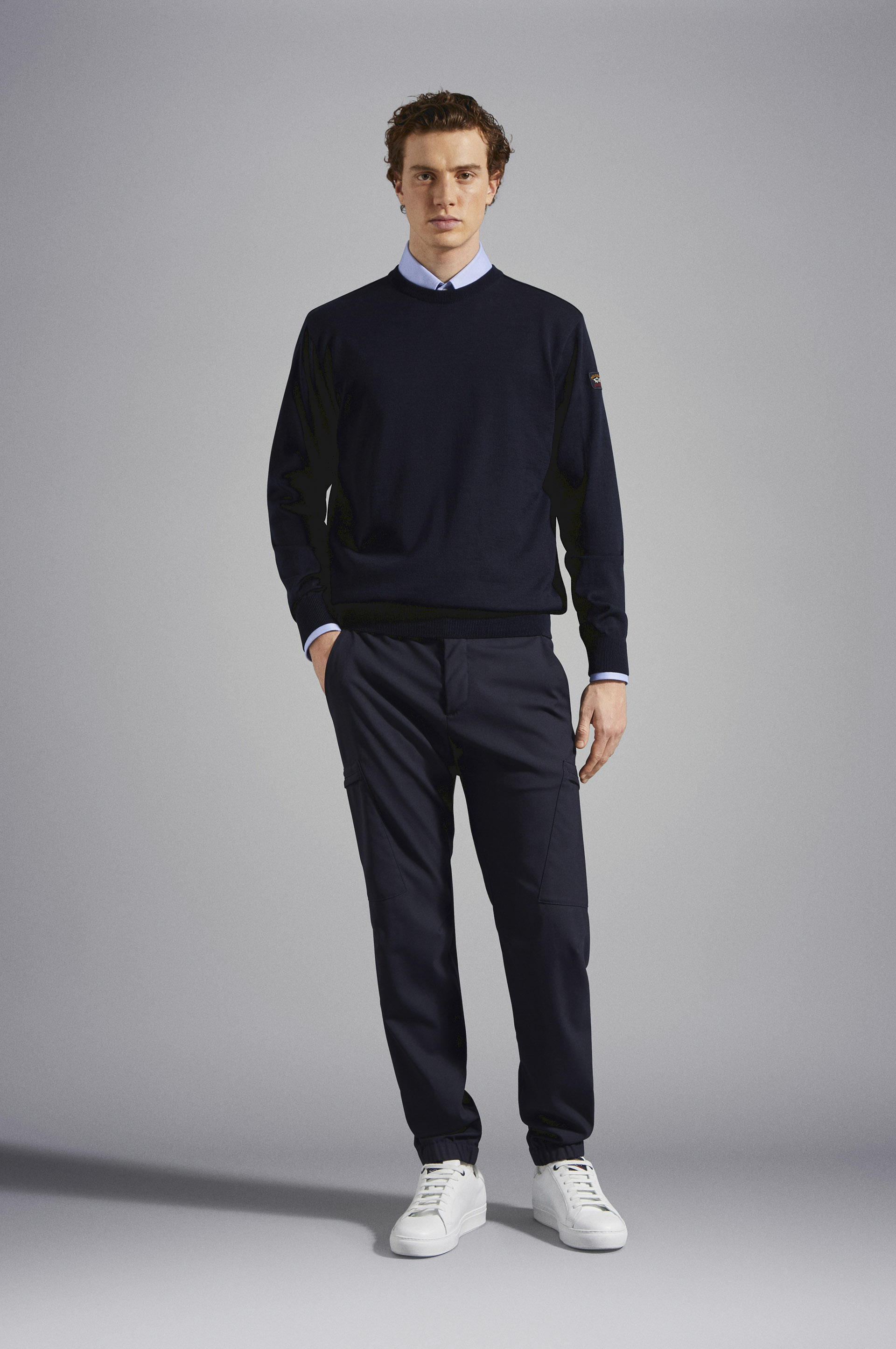 Merino wool crew neck with Iconic badge image number 2 Merino wool crew neck with Iconic badge image number 2