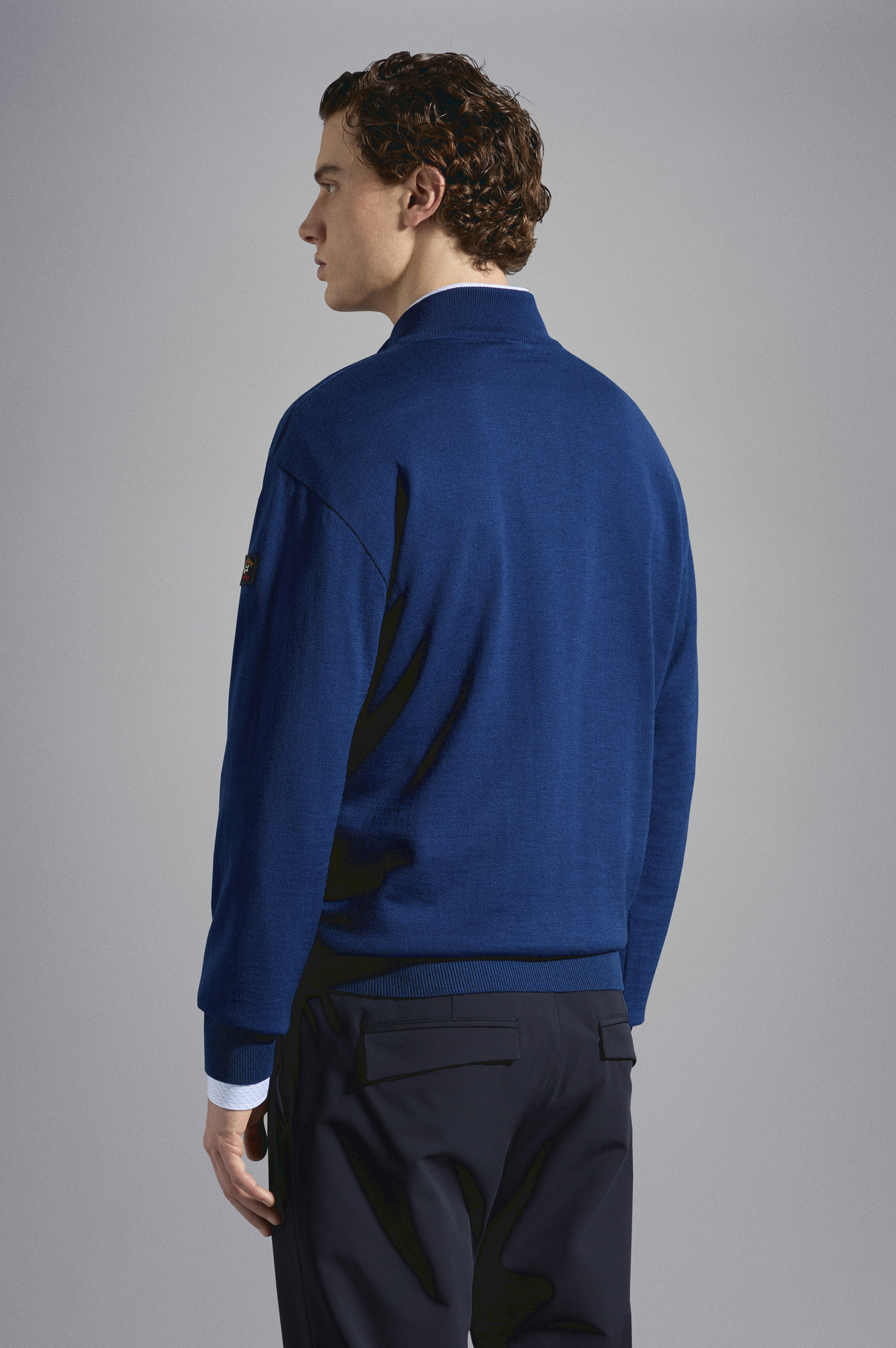 Half-zip merino wool sweater with iconic badge image number 3 Half-zip merino wool sweater with iconic badge image number 3