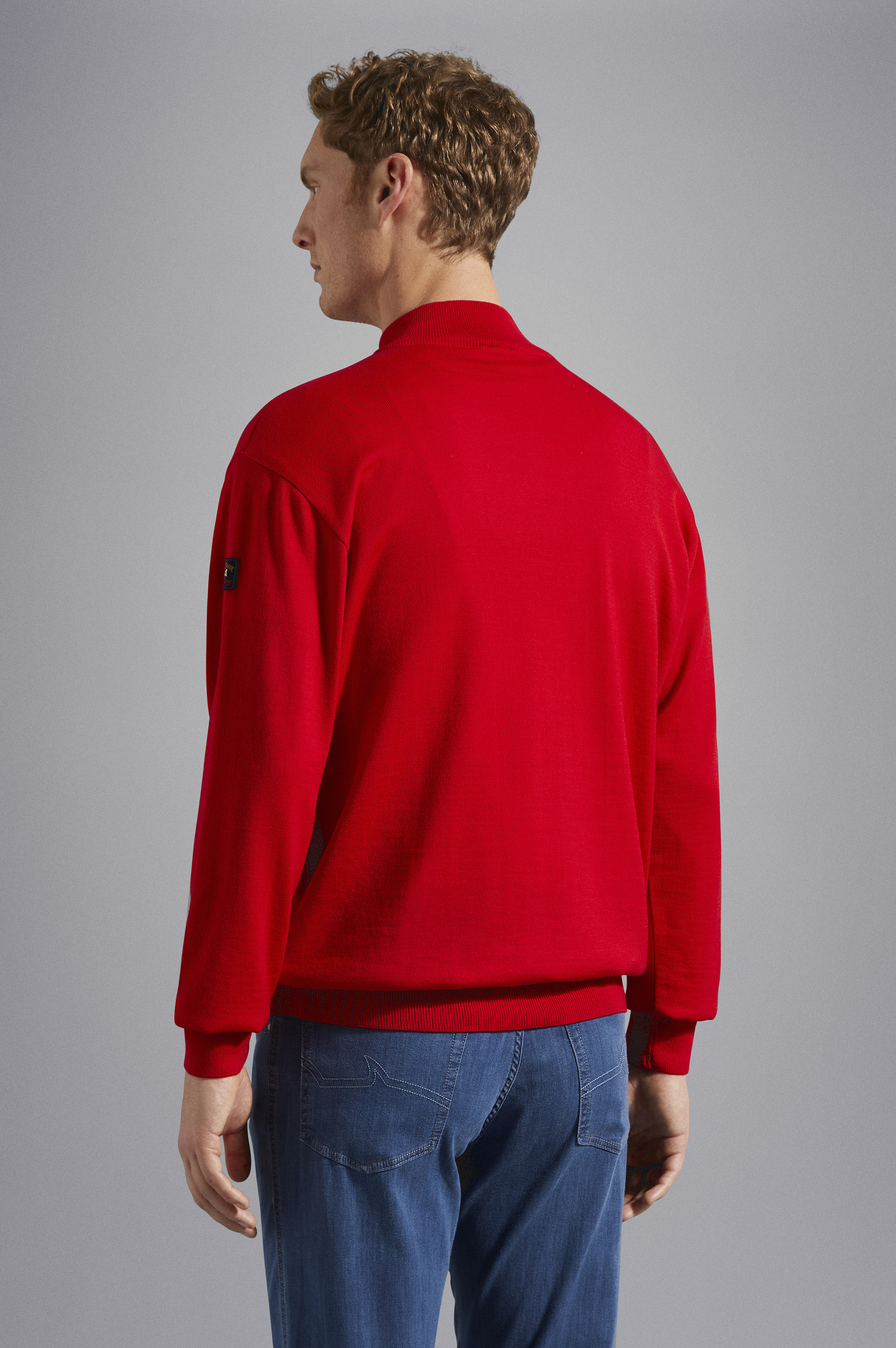Half-zip merino wool sweater with iconic badge image number 3