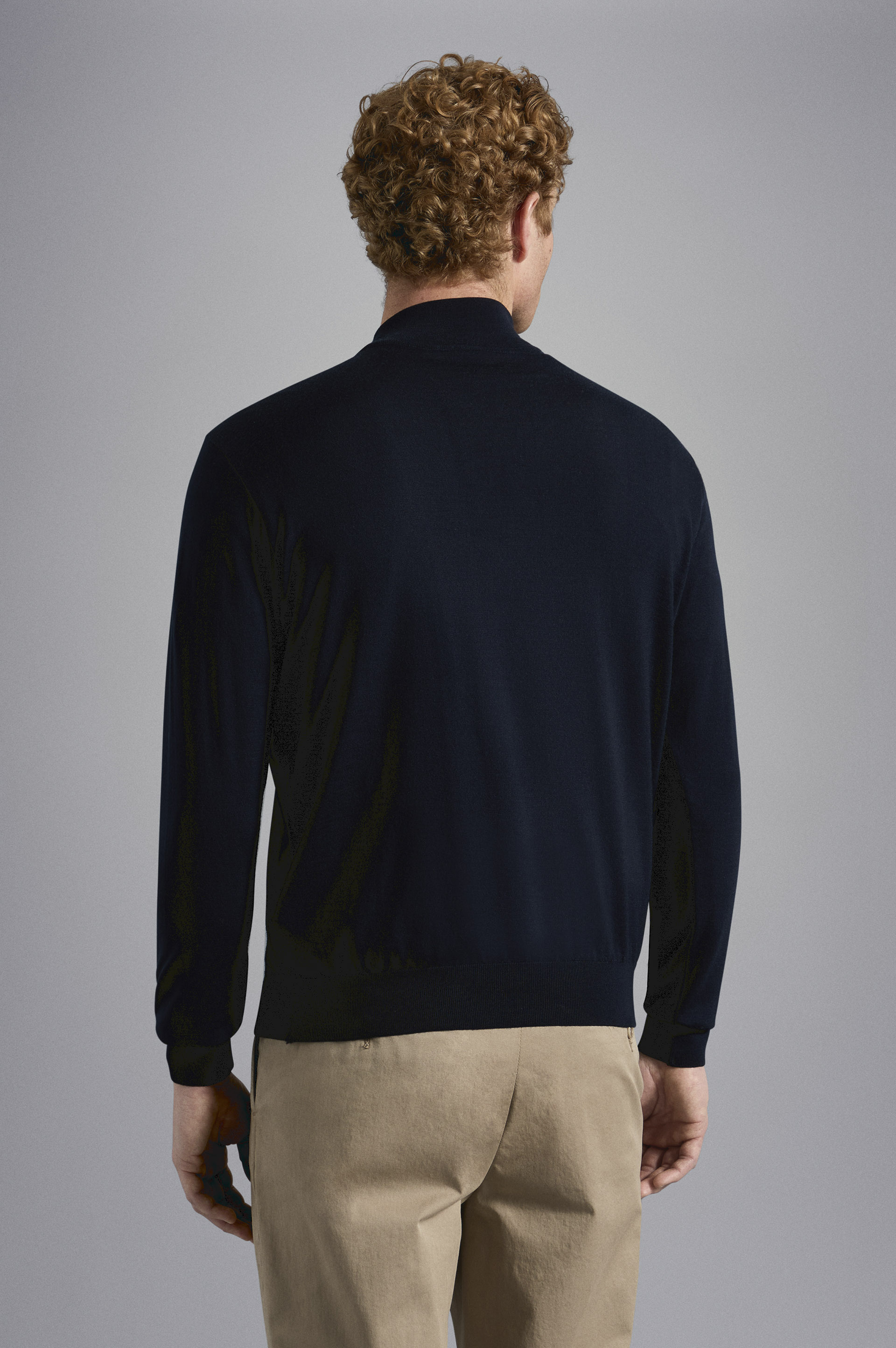 Winter Summer Merino wool extra-fine half zip sweater image number 3