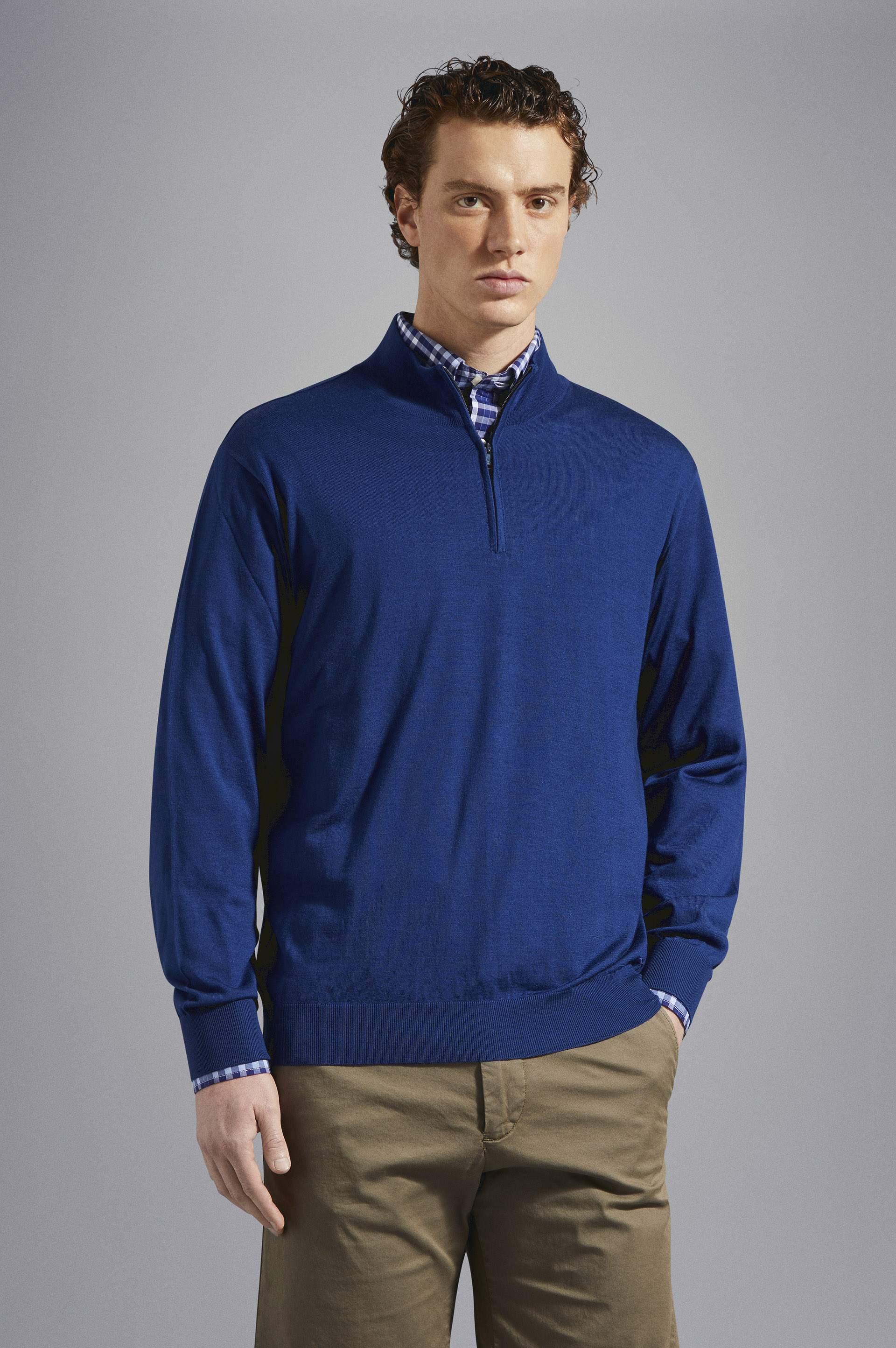 Winter Summer Merino wool extra-fine half zip sweater image number 0