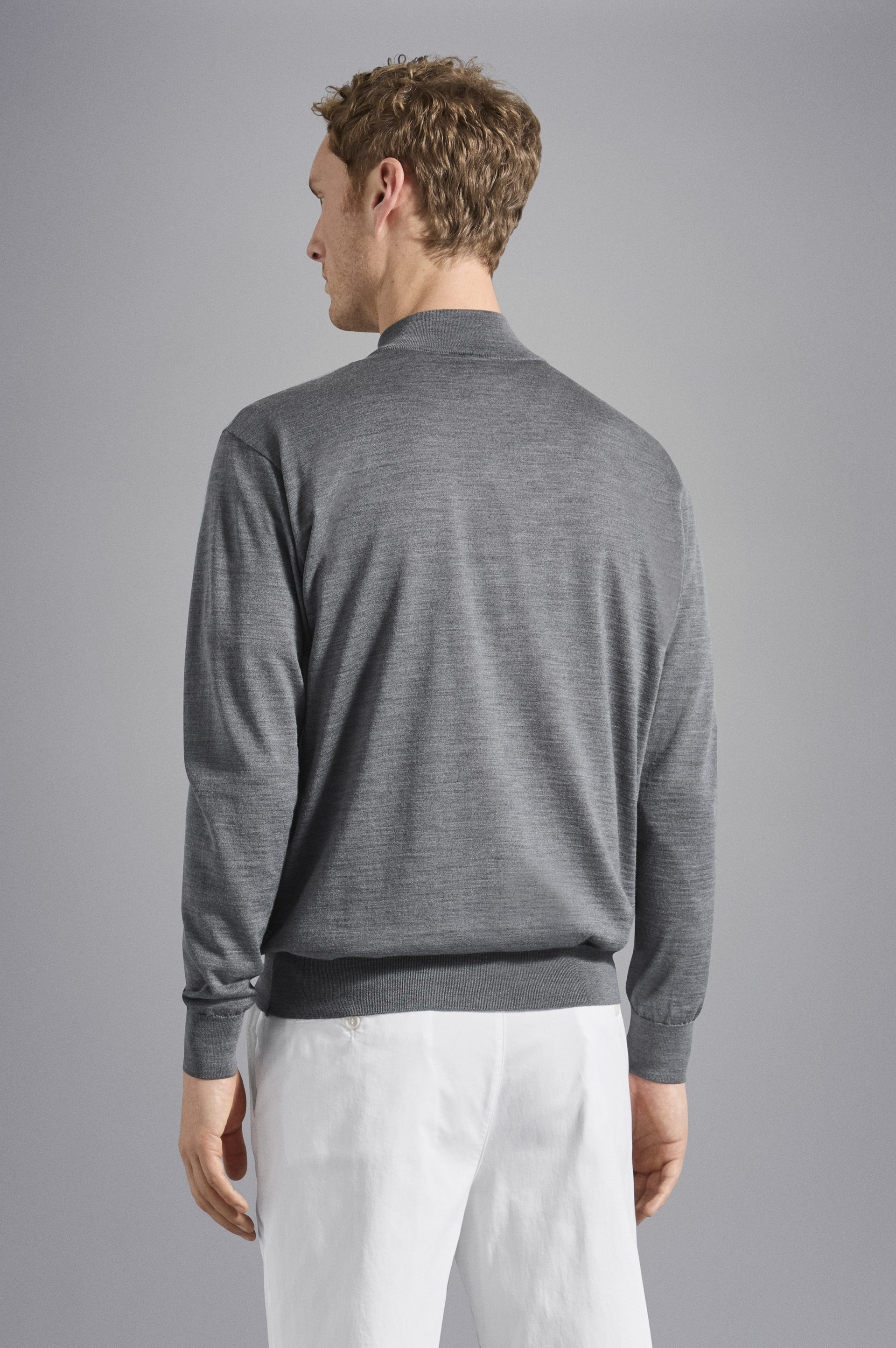 Winter Summer Merino wool extra-fine half zip sweater image number 3