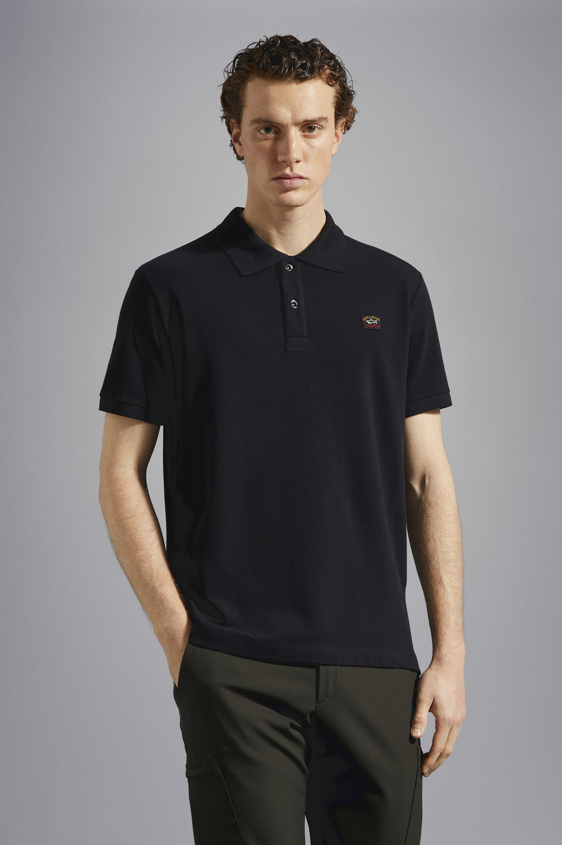 Cotton piqué Polo with Iconic badge image number 0