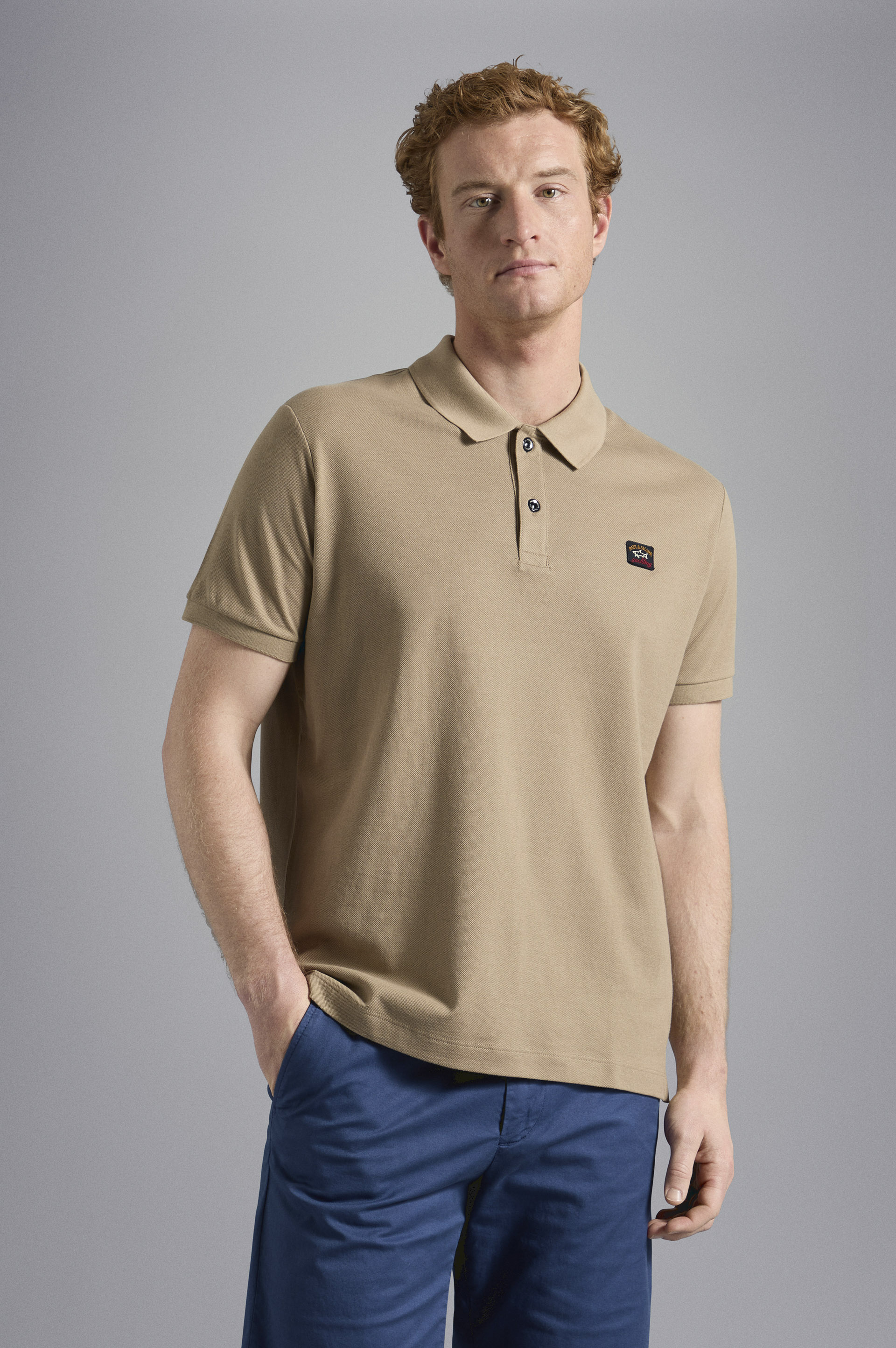 Cotton piqué Polo with Iconic badge image number 0