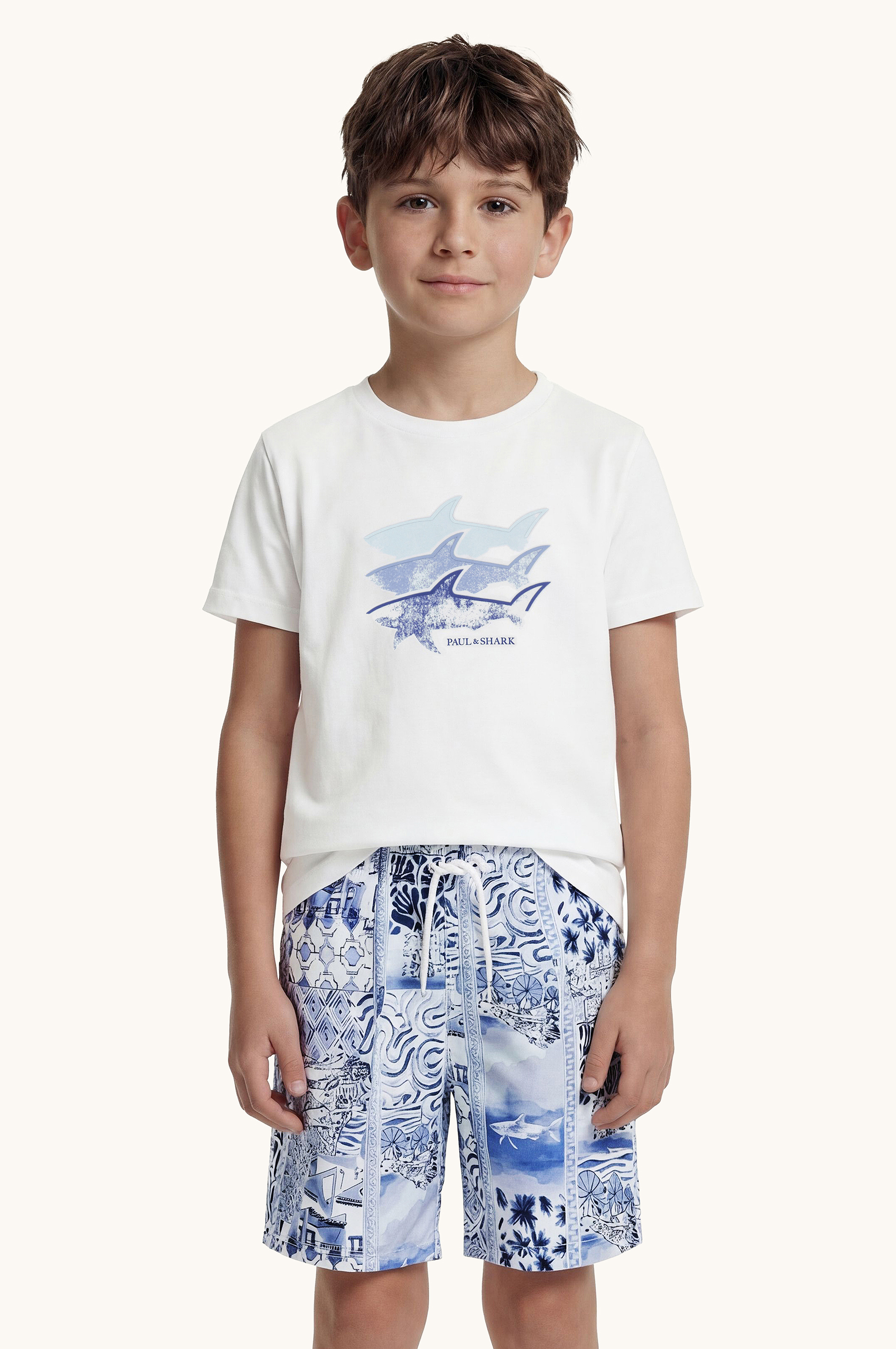 Swim shorts with Mikonos print image number 4