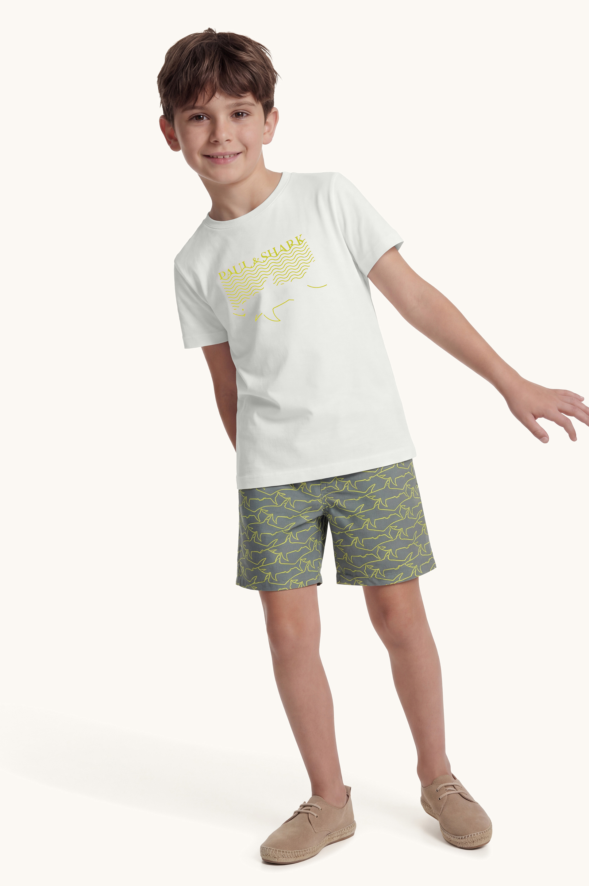 Cotton jersey T-shirt with Shark print image number 5