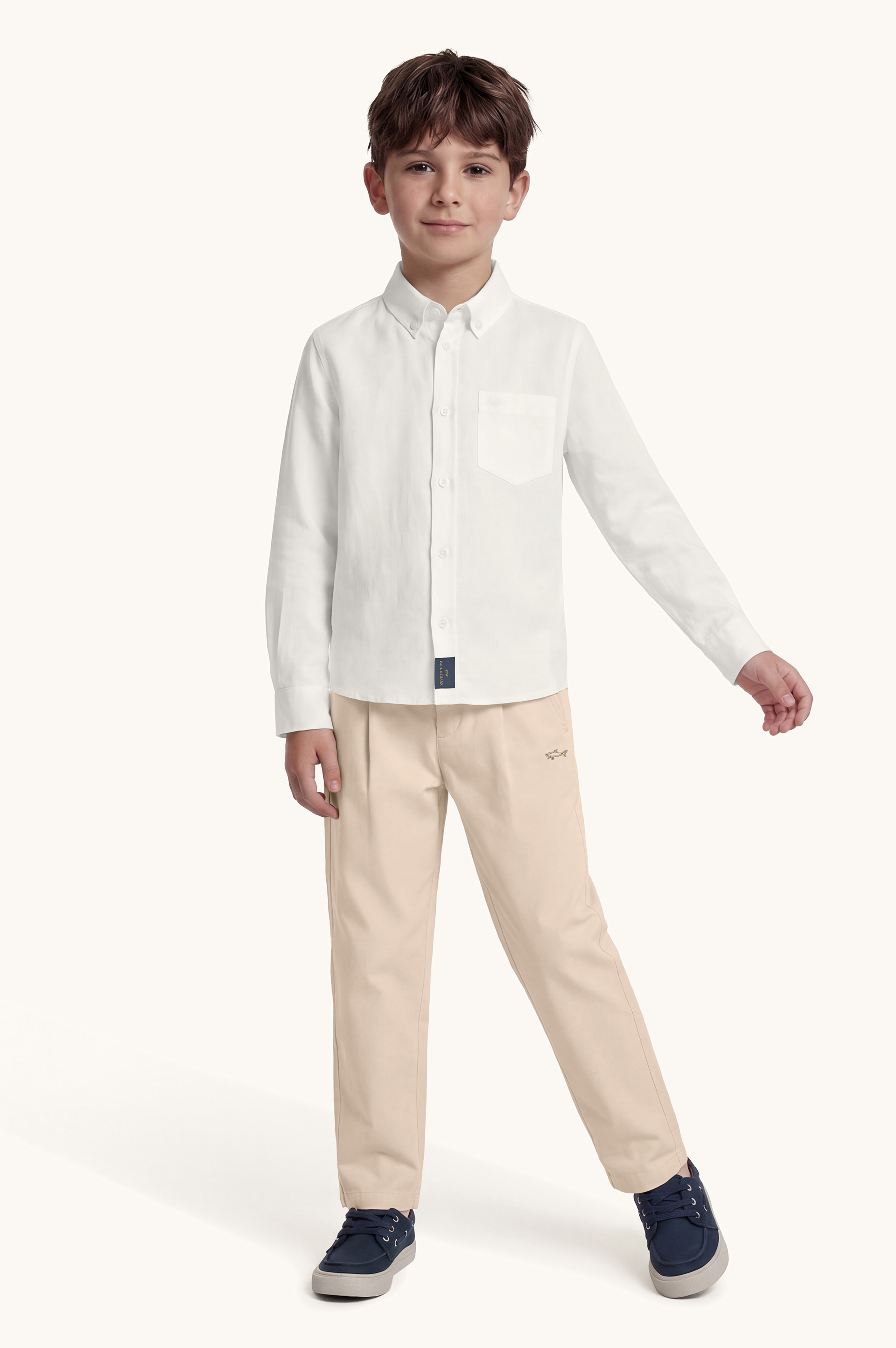 Linen shirt with Shark embroidery image number 2