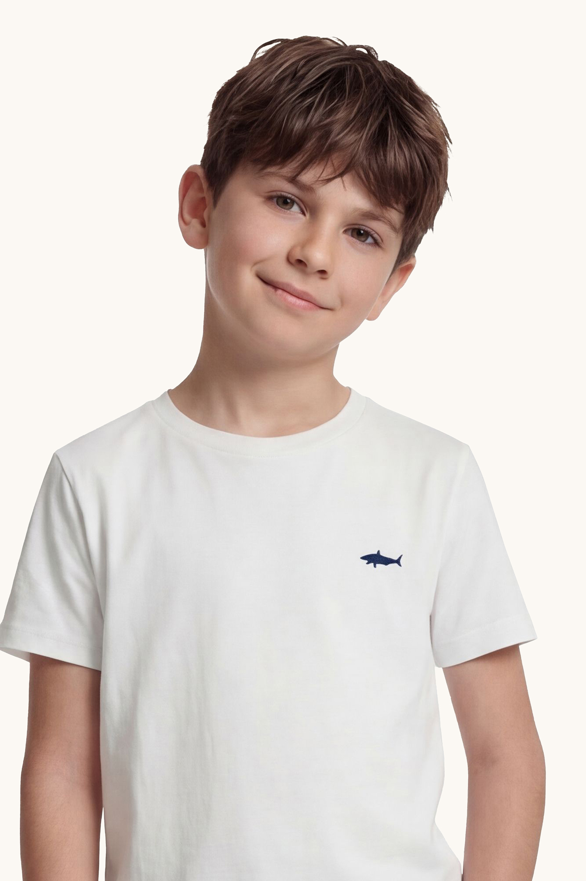 Cotton T‑shirt with Shark embroidery image number 4