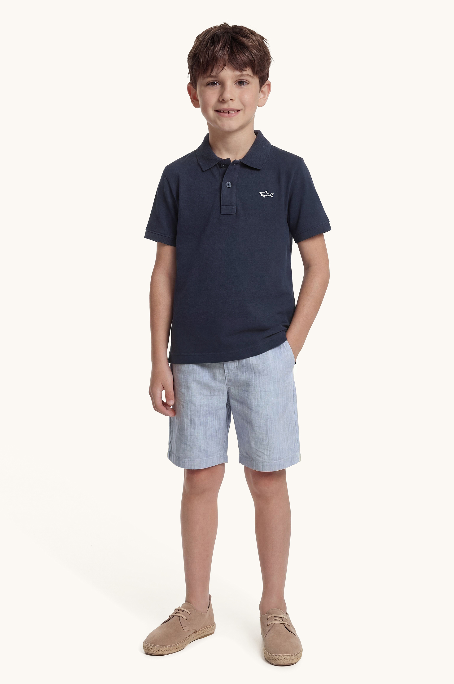 Cotton T‑shirt with Shark embroidery image number 2