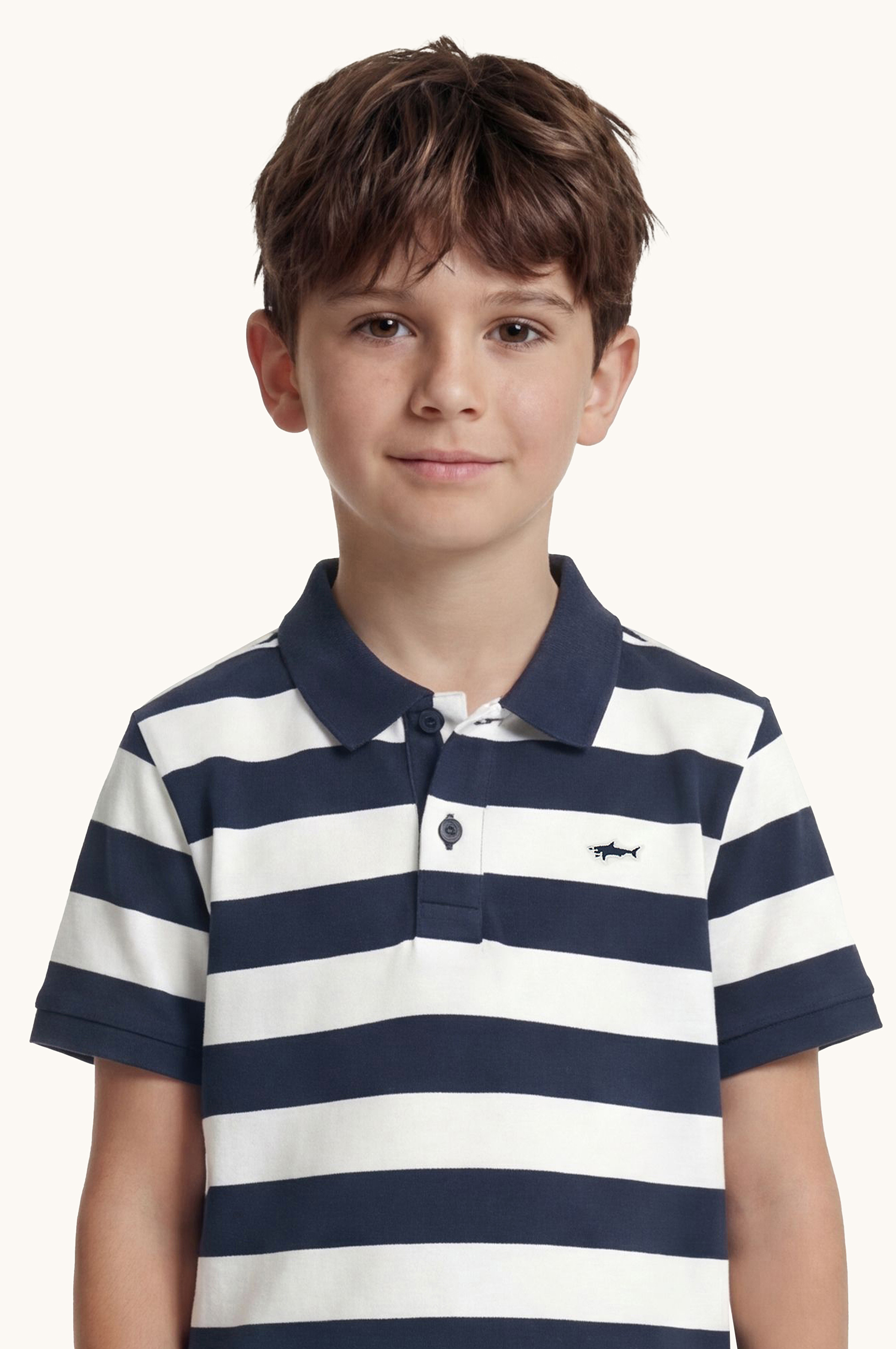 Cotton piqu&eacute; polo with striped pattern image number 4