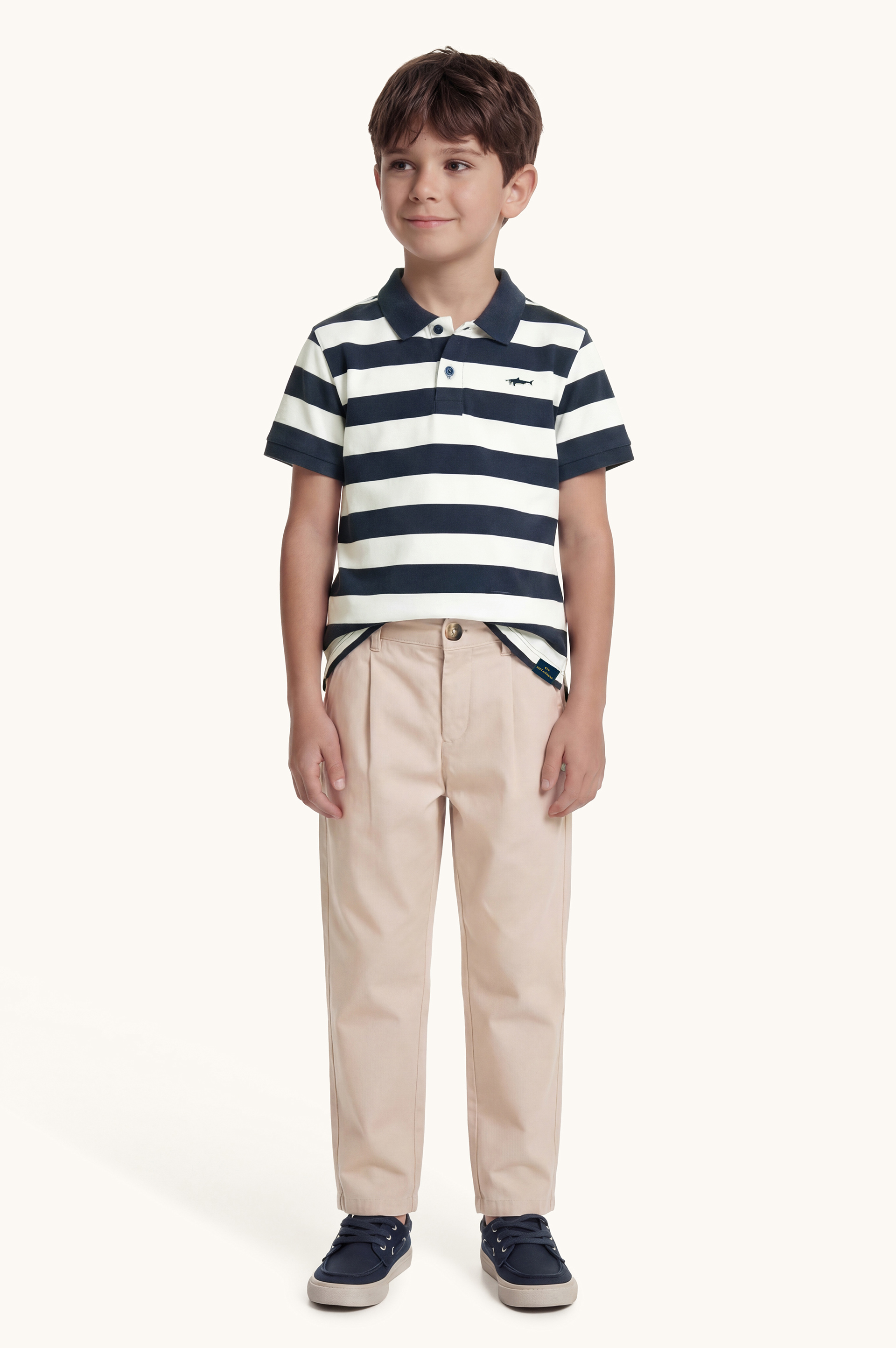 Cotton piqu&eacute; polo with striped pattern image number 2