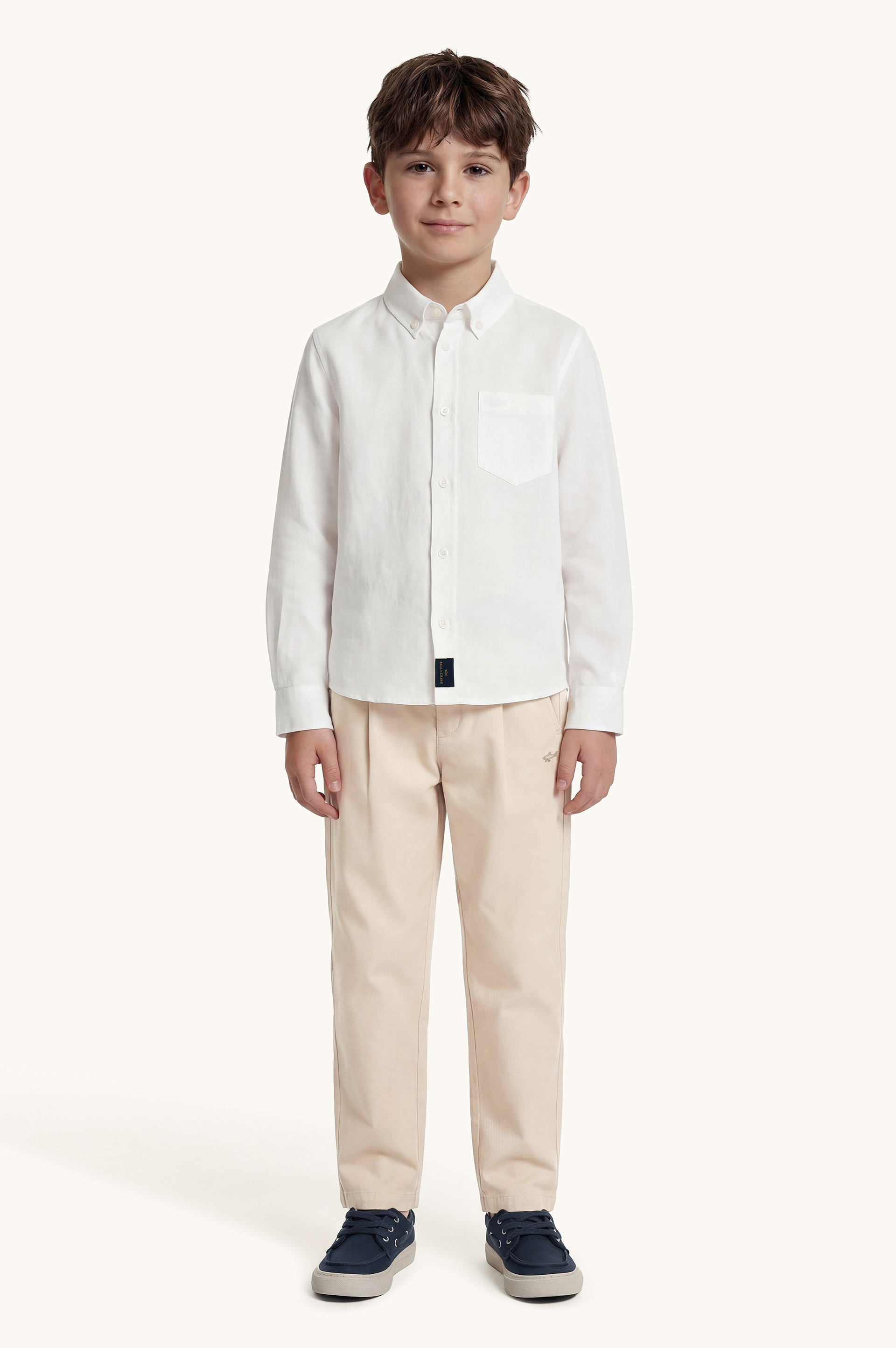 Cotton trousers with Shark embroidery image number 2