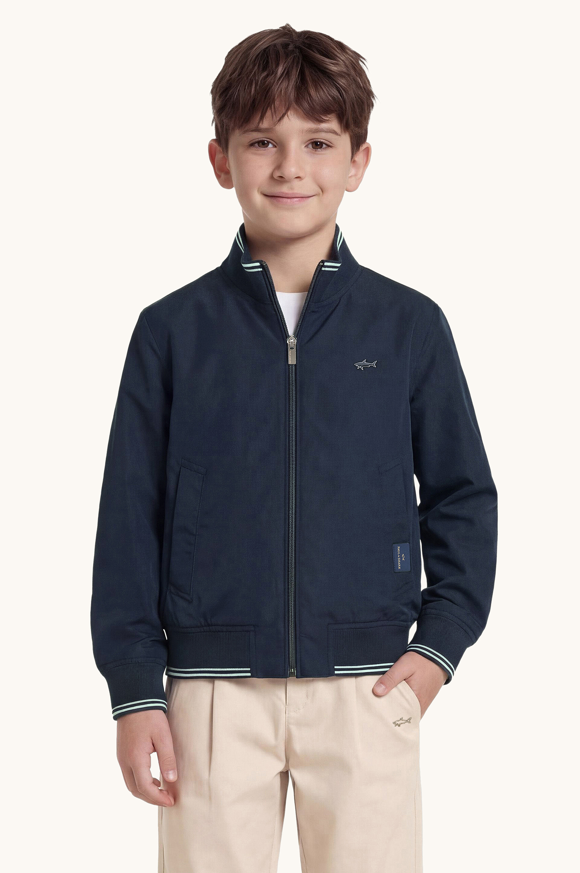 Bomber jacket with striped details image number 0