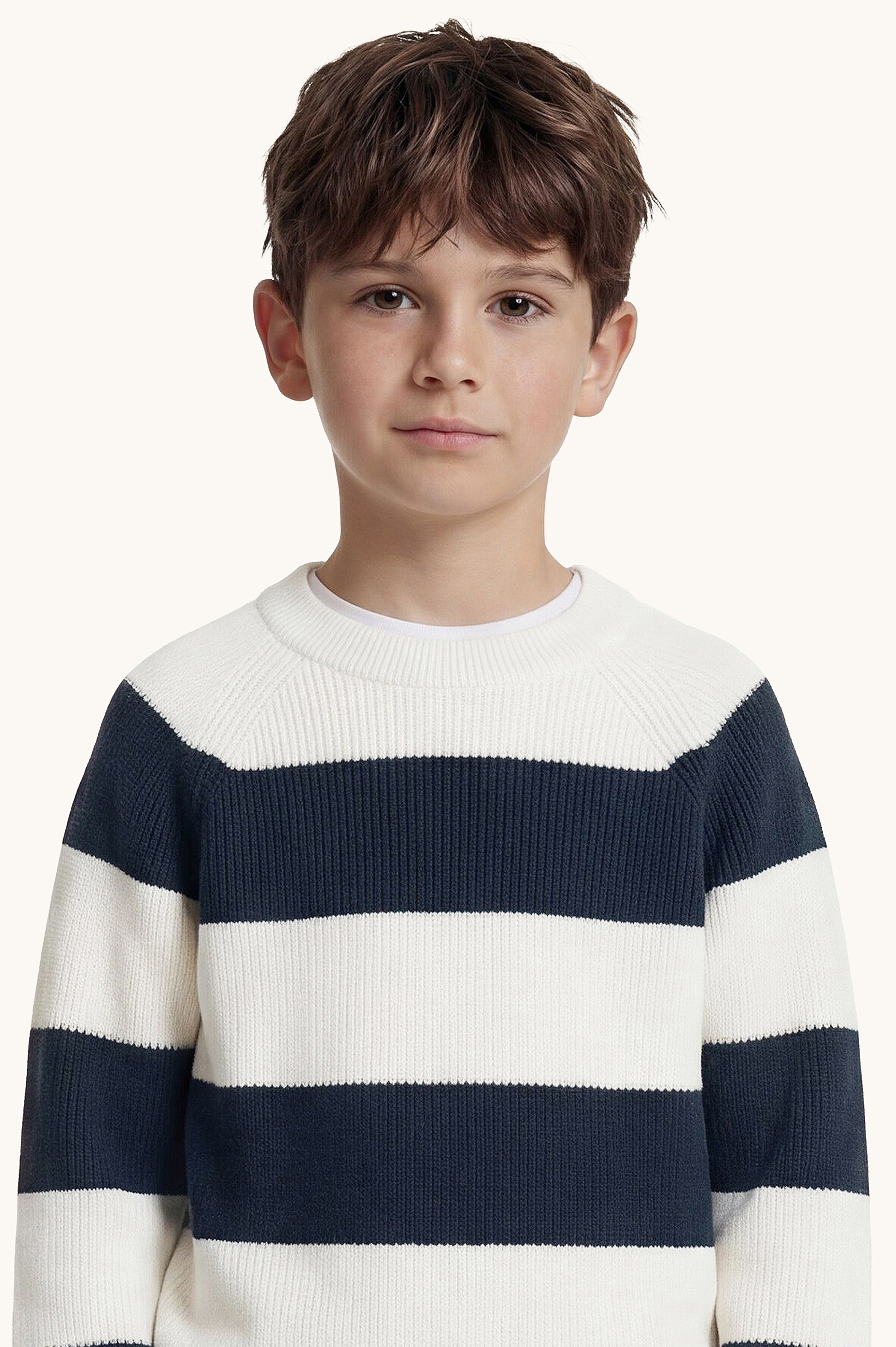 Cotton crew‑neck knit with striped pattern image number 4