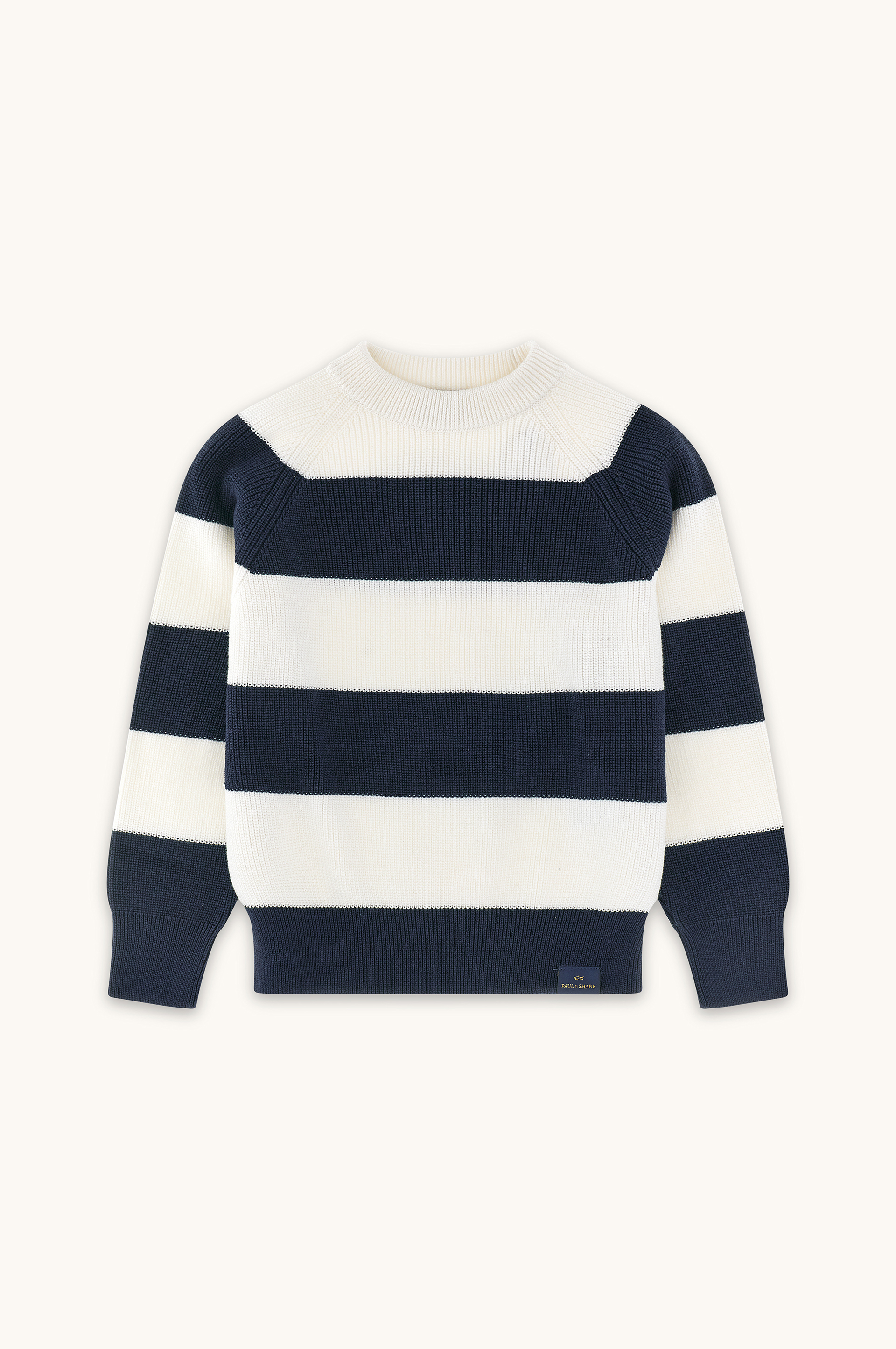 Cotton crew‑neck knit with striped pattern image number 1