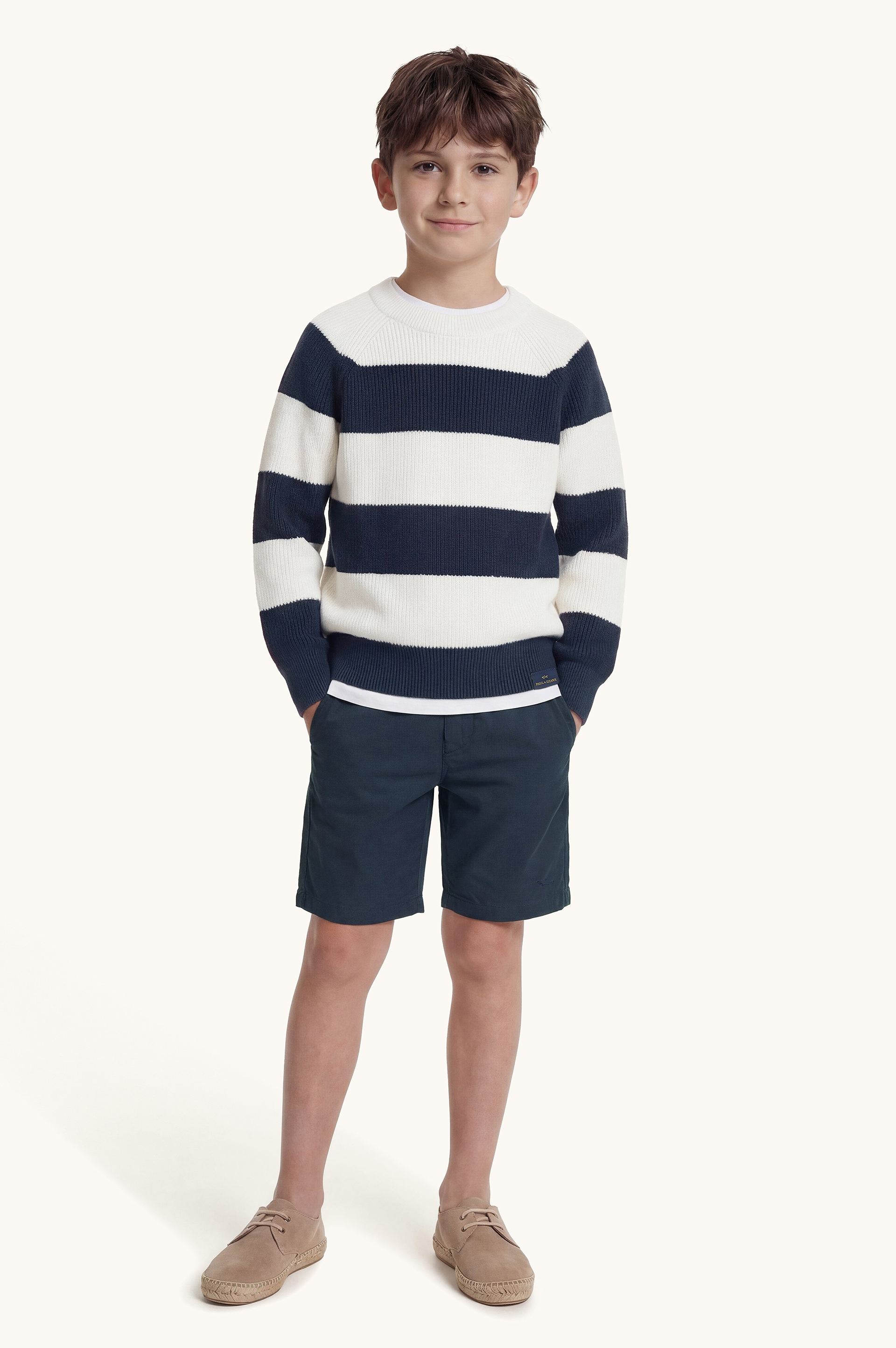 Cotton crew‑neck knit with striped pattern image number 2