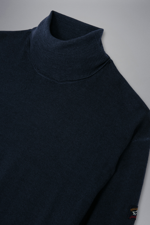 Black Extra Fine Merino Wool Turtle Neck Jumper